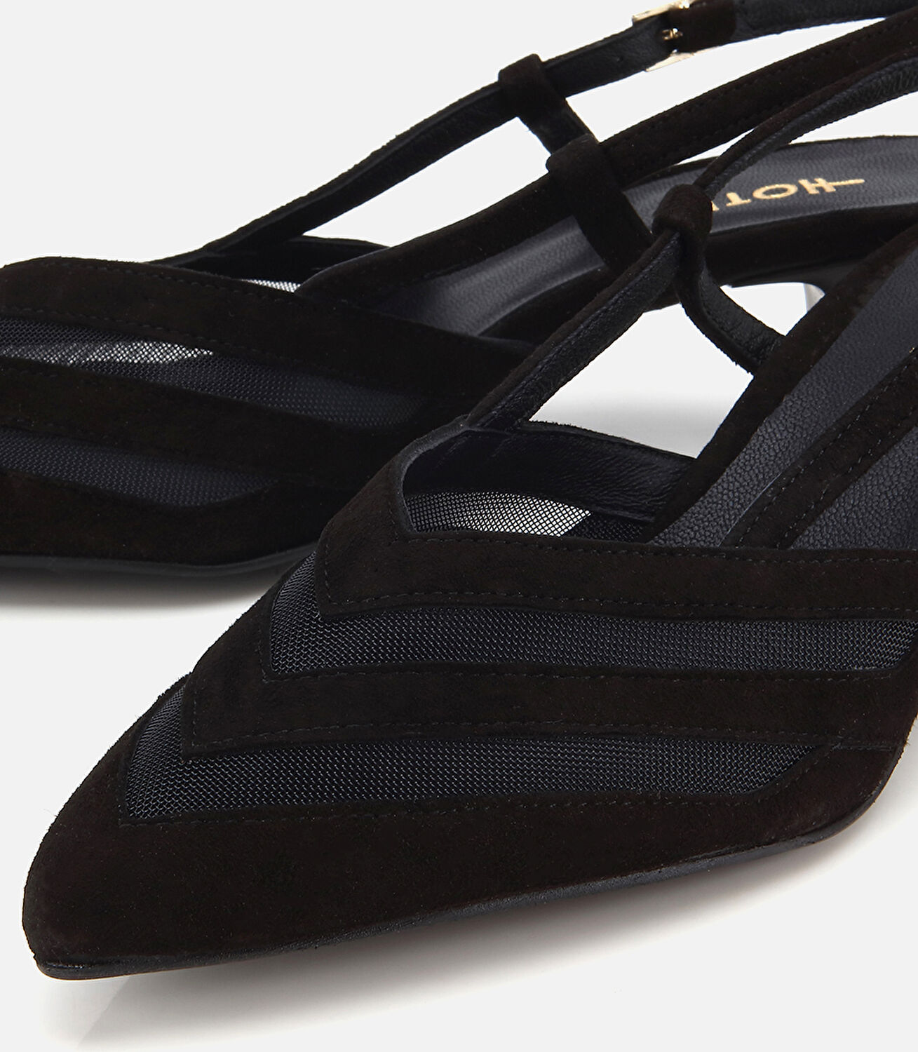 Kadın Süet Deri Siyah Arkası Açık Mini Topuklu Stiletto
