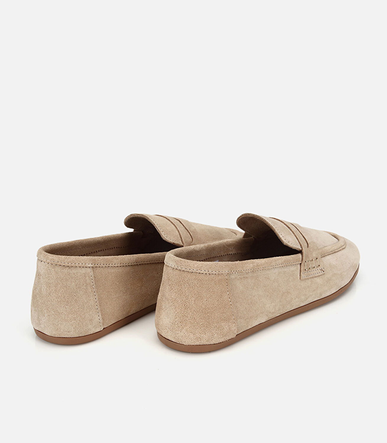 Kadın Süet Deri Bej Yumuşak Dokulu Klasik Loafer