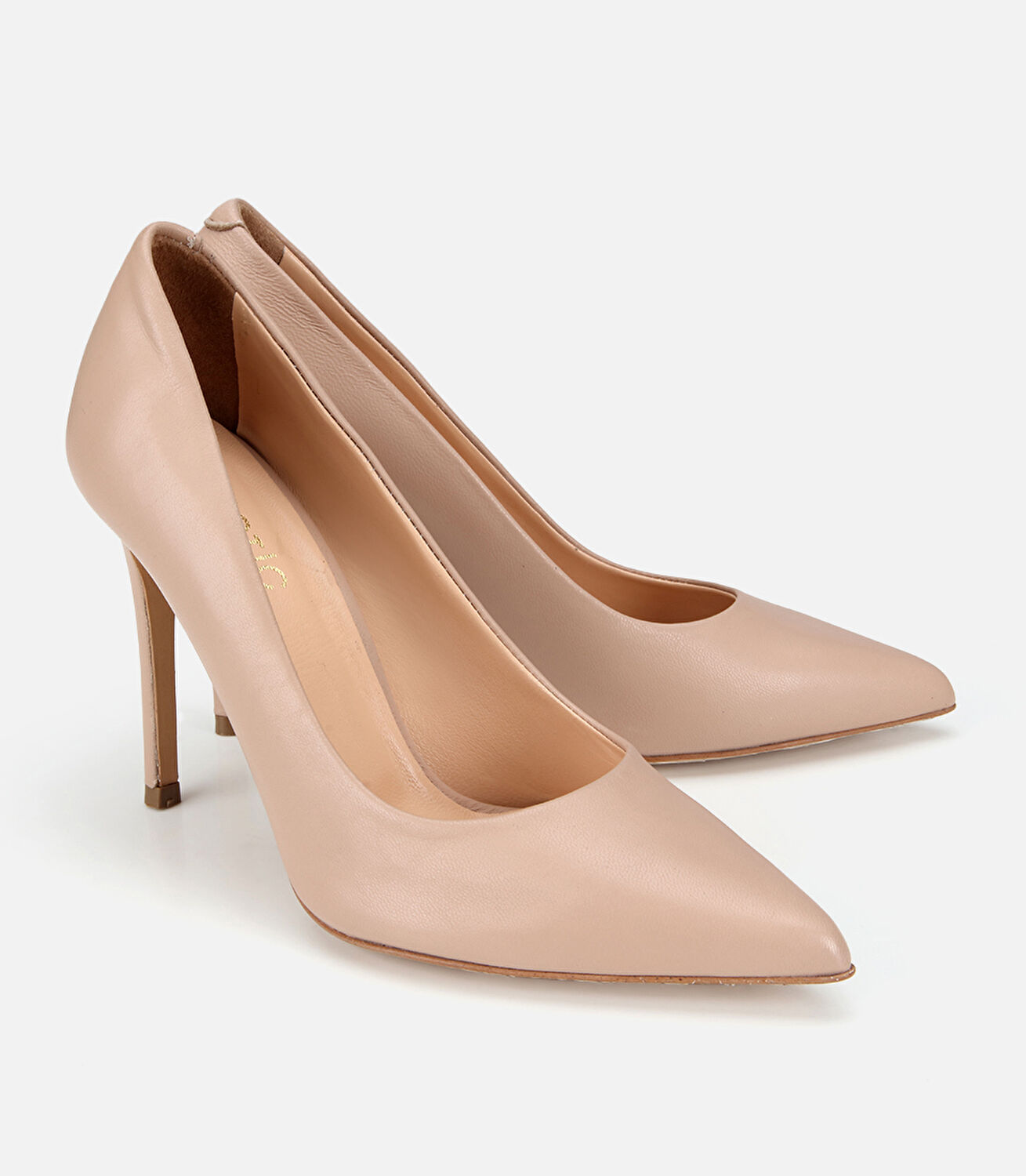 Kadın Deri Bej Yüksek Topuklu Stiletto