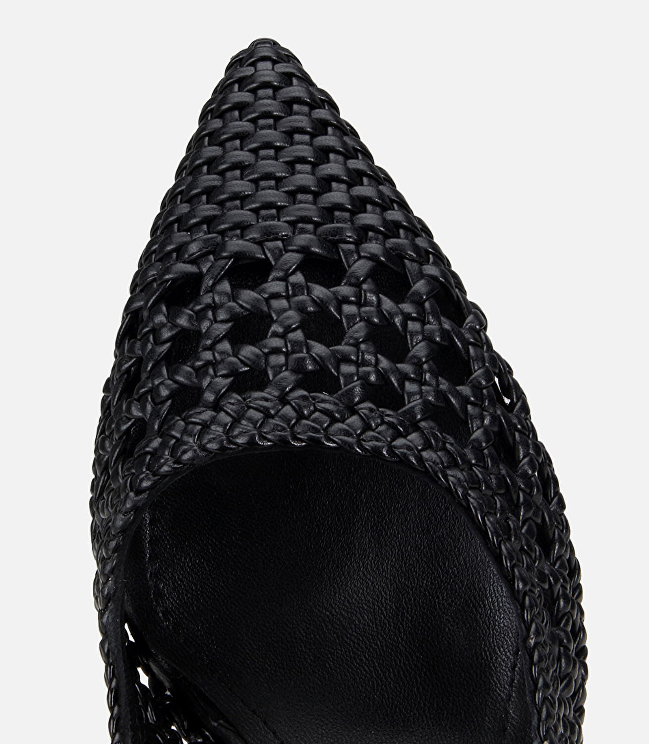 Kadın Siyah Örgü Detaylı Arkası Açık Kısa Topuklu Stiletto