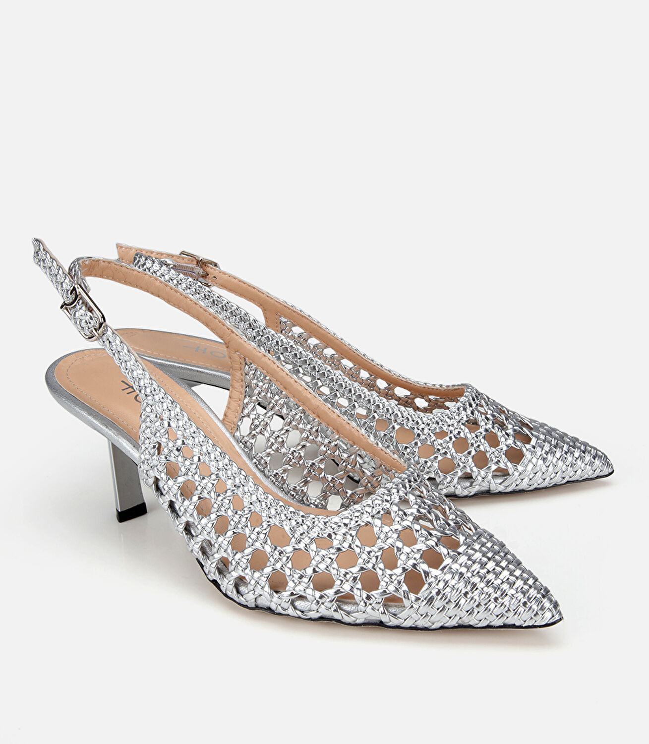 Kadın Lame Örgü Detaylı Arkası Açık Kısa Topuklu Stiletto