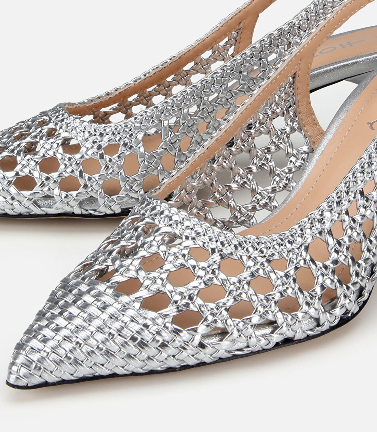 Kadın Lame Örgü Detaylı Arkası Açık Kısa Topuklu Stiletto