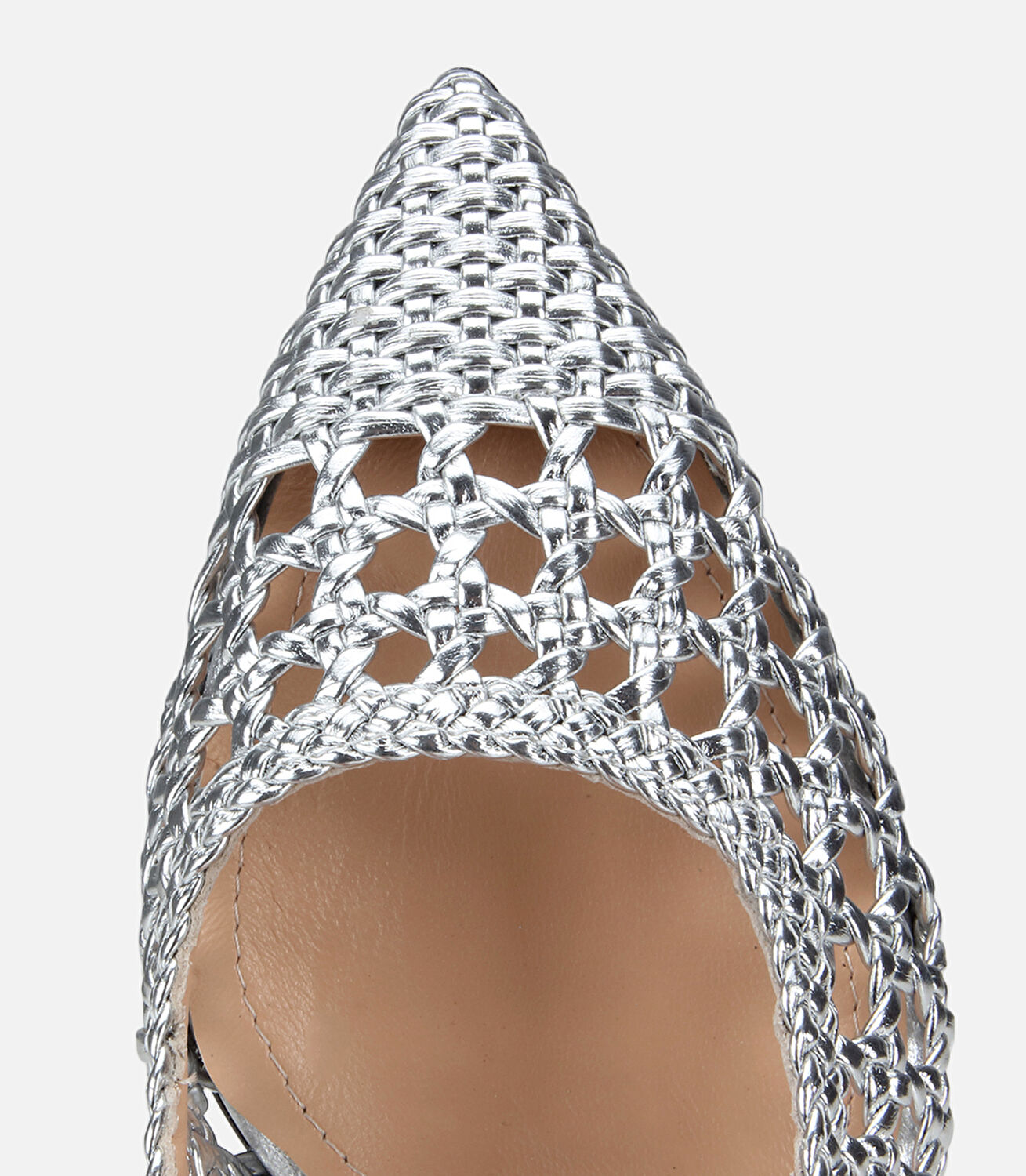 Kadın Lame Örgü Detaylı Arkası Açık Kısa Topuklu Stiletto