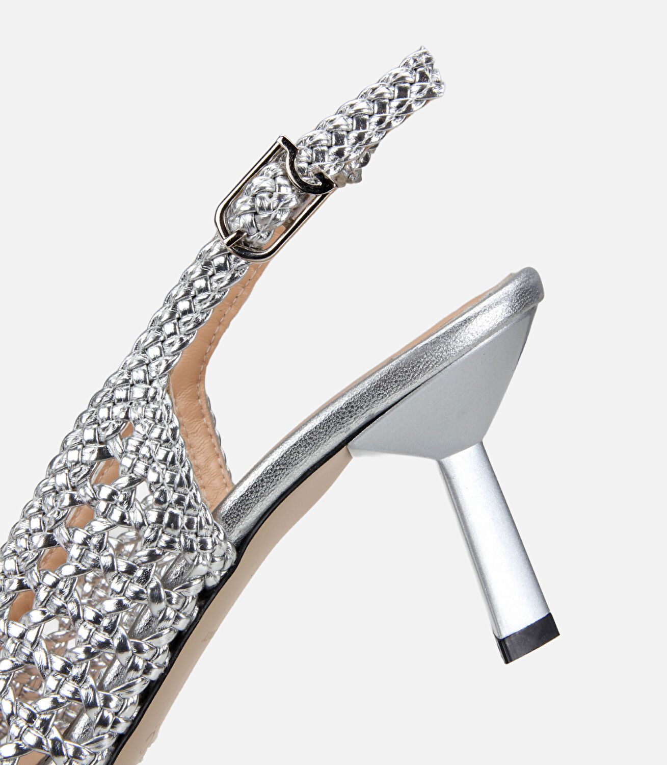 Kadın Lame Örgü Detaylı Arkası Açık Kısa Topuklu Stiletto