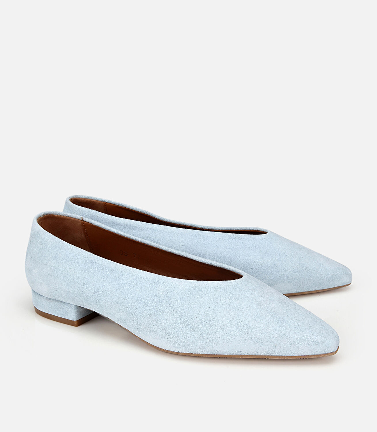 Kadın Süet Deri Mavi Sivri Burunlu Babet