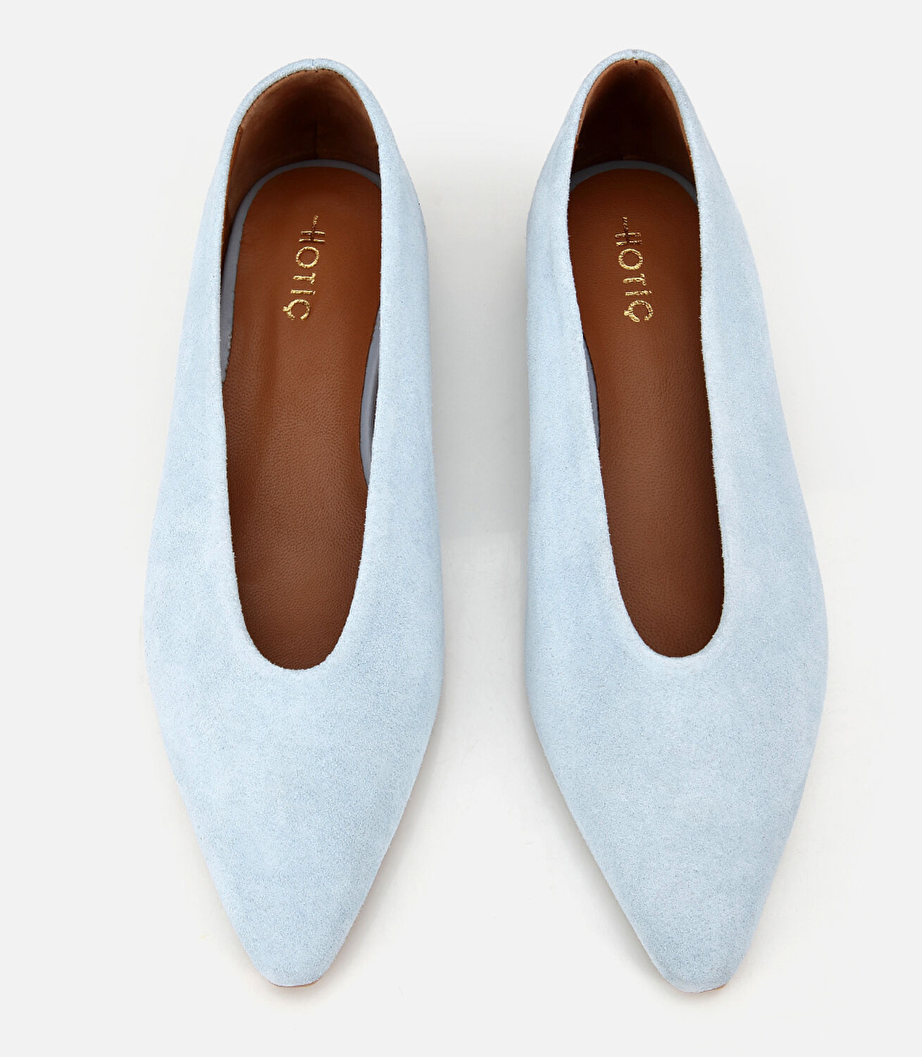 Kadın Süet Deri Mavi Sivri Burunlu Babet