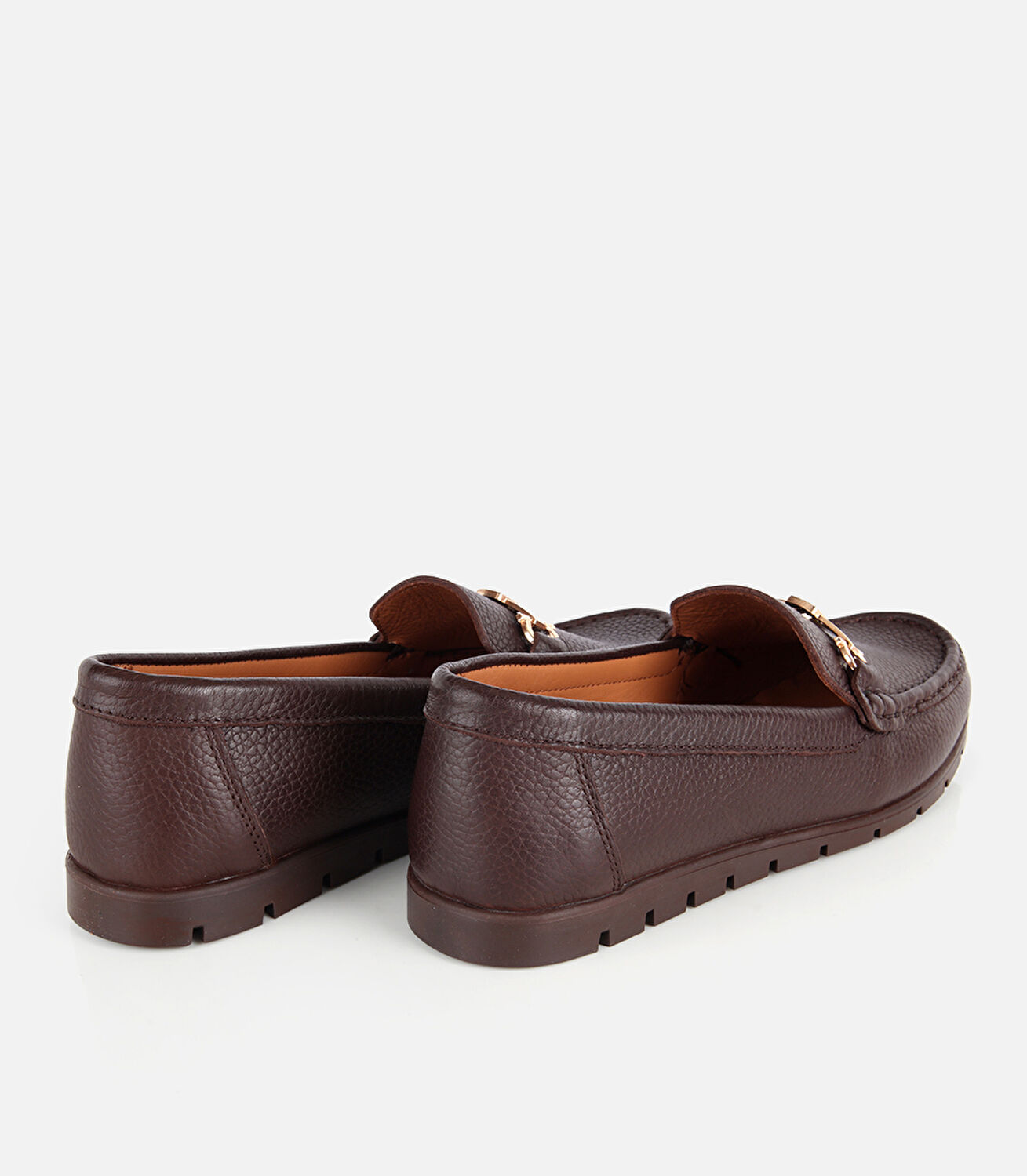 Kadın Deri Kahverengi Gold Toka Detaylı Comfort Günlük Loafer