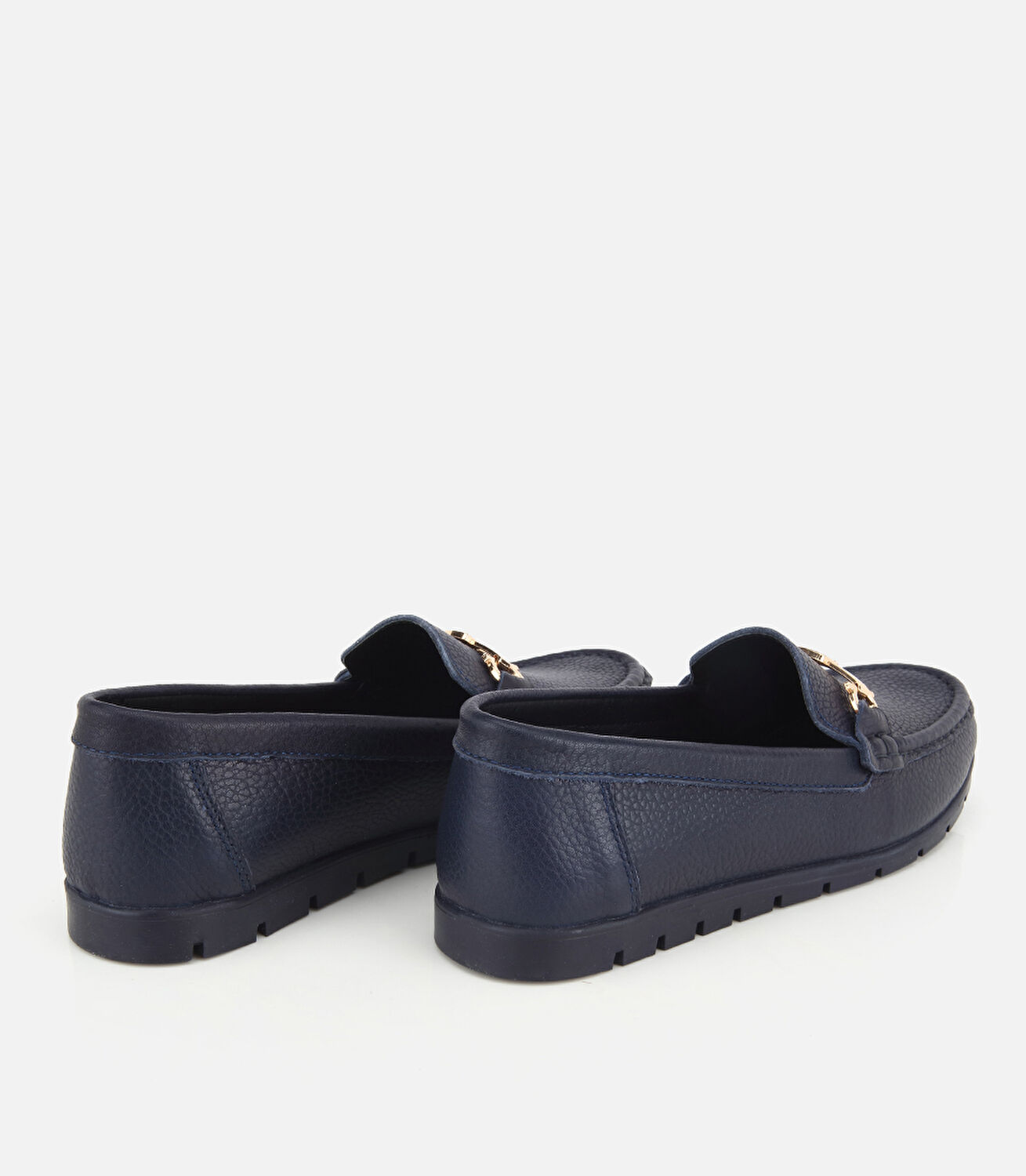 Kadın Deri Lacivert Gold Toka Detaylı Comfort Günlük Loafer