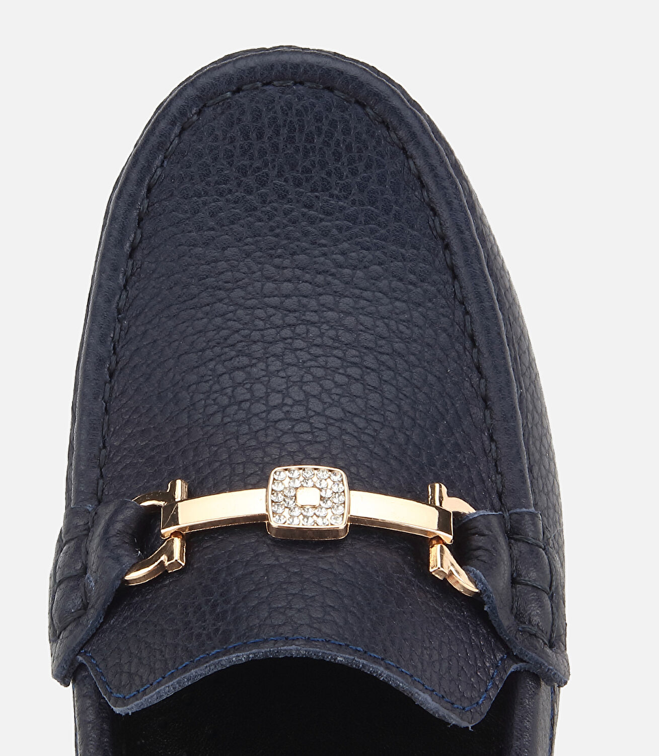 Kadın Deri Lacivert Gold Toka Detaylı Comfort Günlük Loafer
