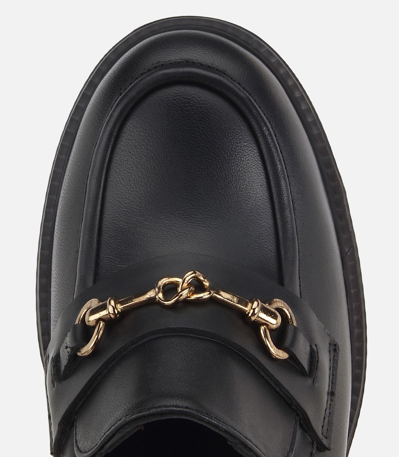 Kadın Deri Siyah Tokalı Klasik Topuklu Loafer