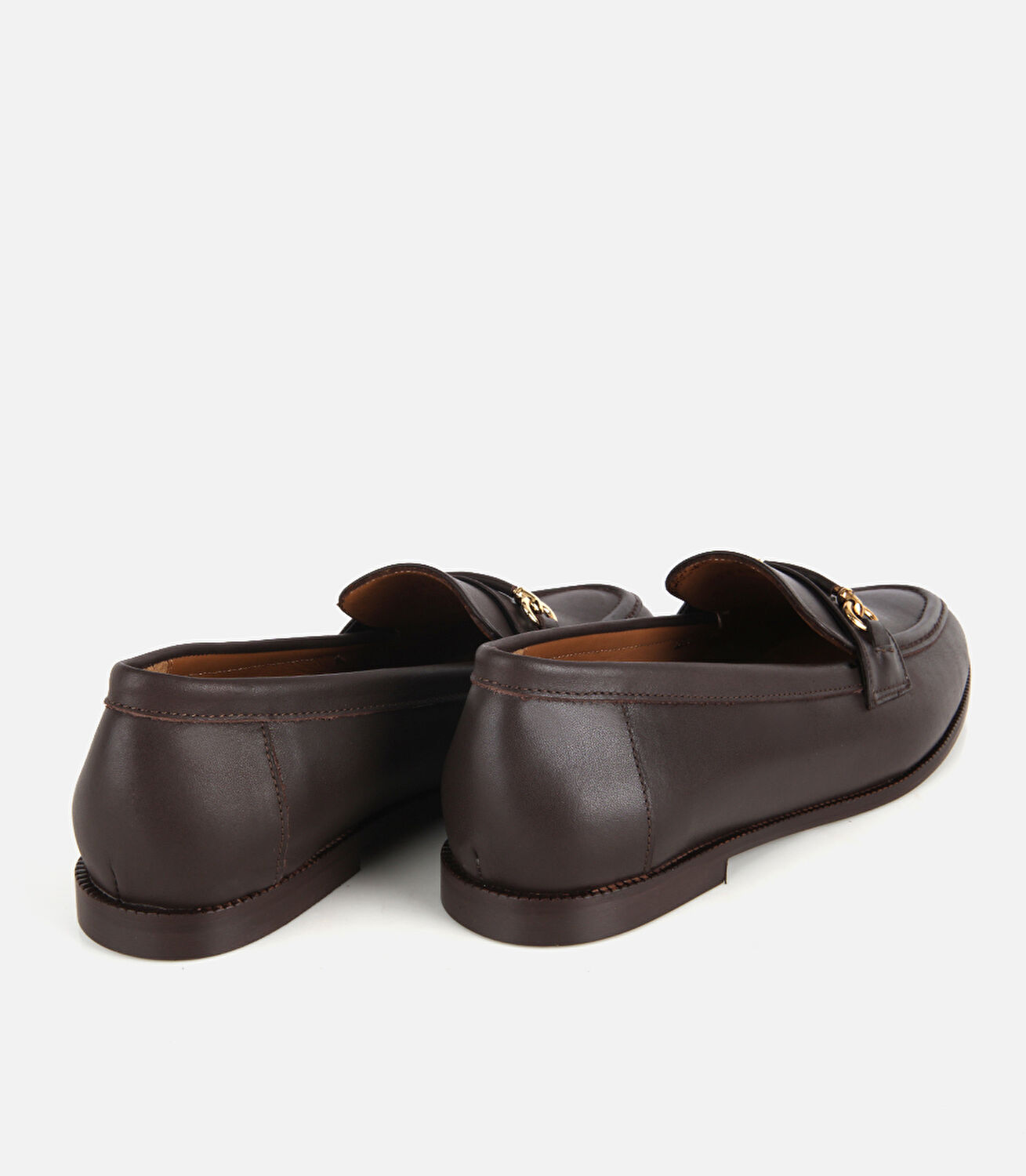 Kadın Deri Siyah Gold Toka Detaylı Klasik Loafer