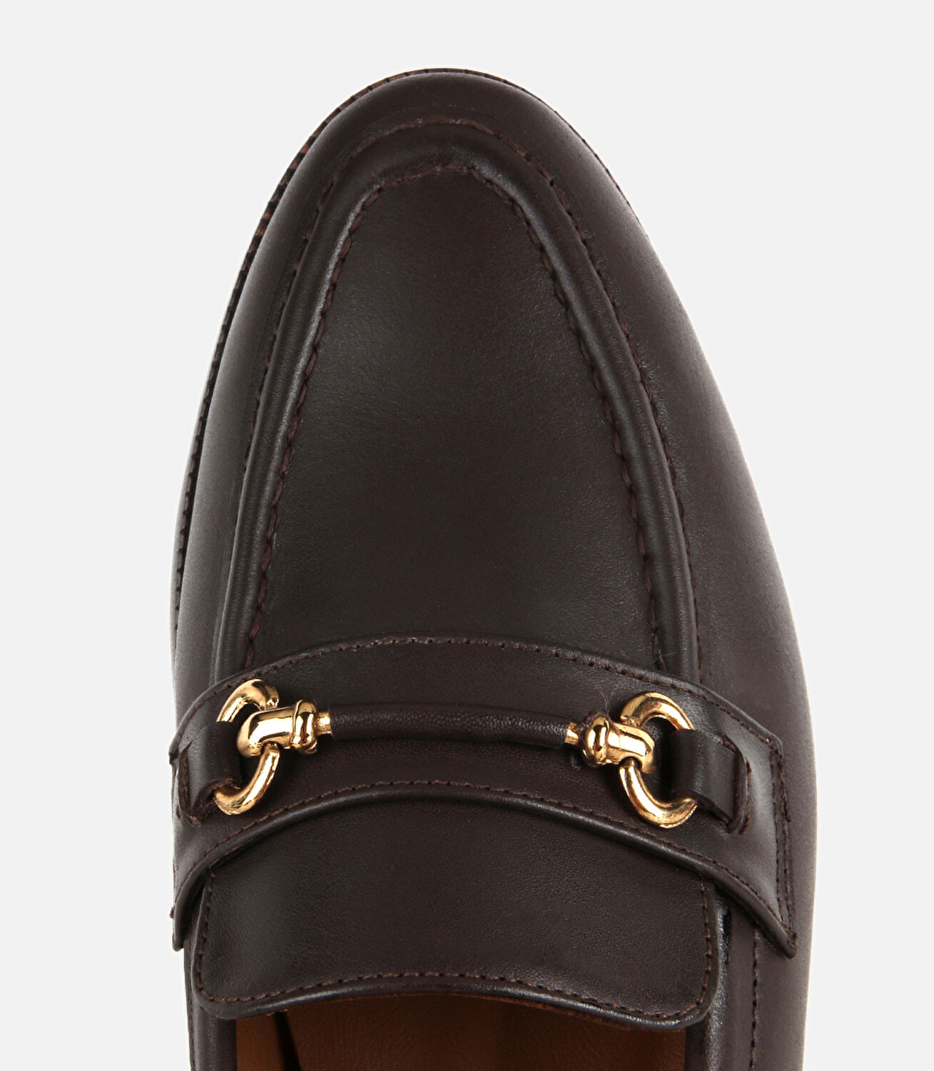 Kadın Deri Siyah Gold Toka Detaylı Klasik Loafer