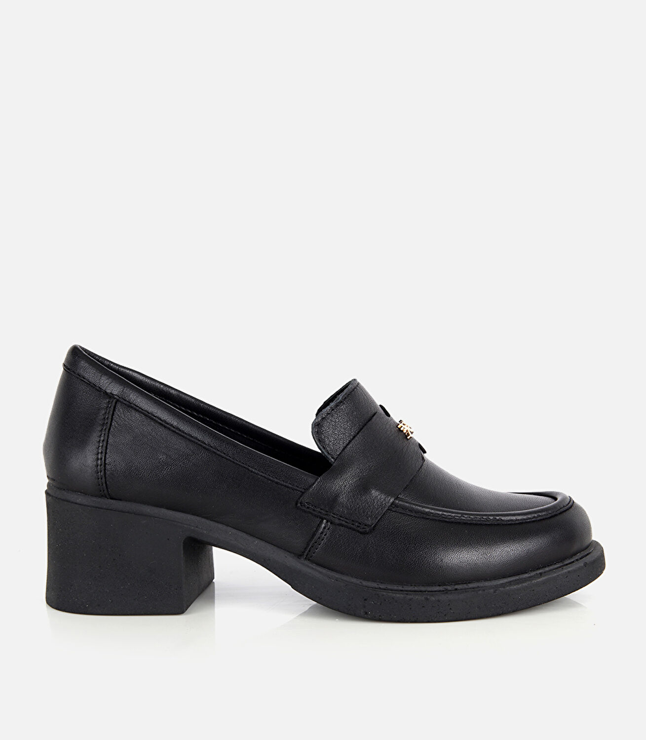 Kadın Deri Siyah Yumuşak Dokulu Topuklu Klasik Loafer