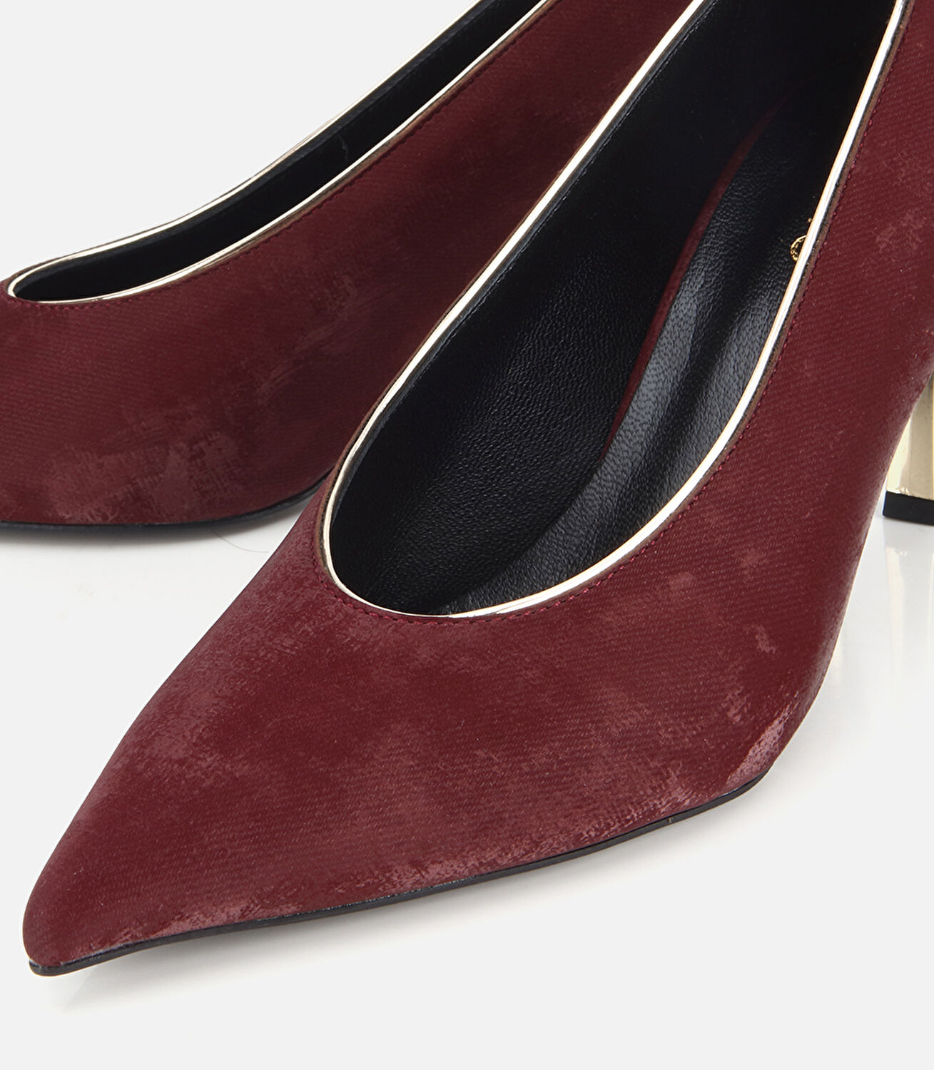 Kadın Süet Bordo Gold Detaylı İnce Topuklu Stiletto