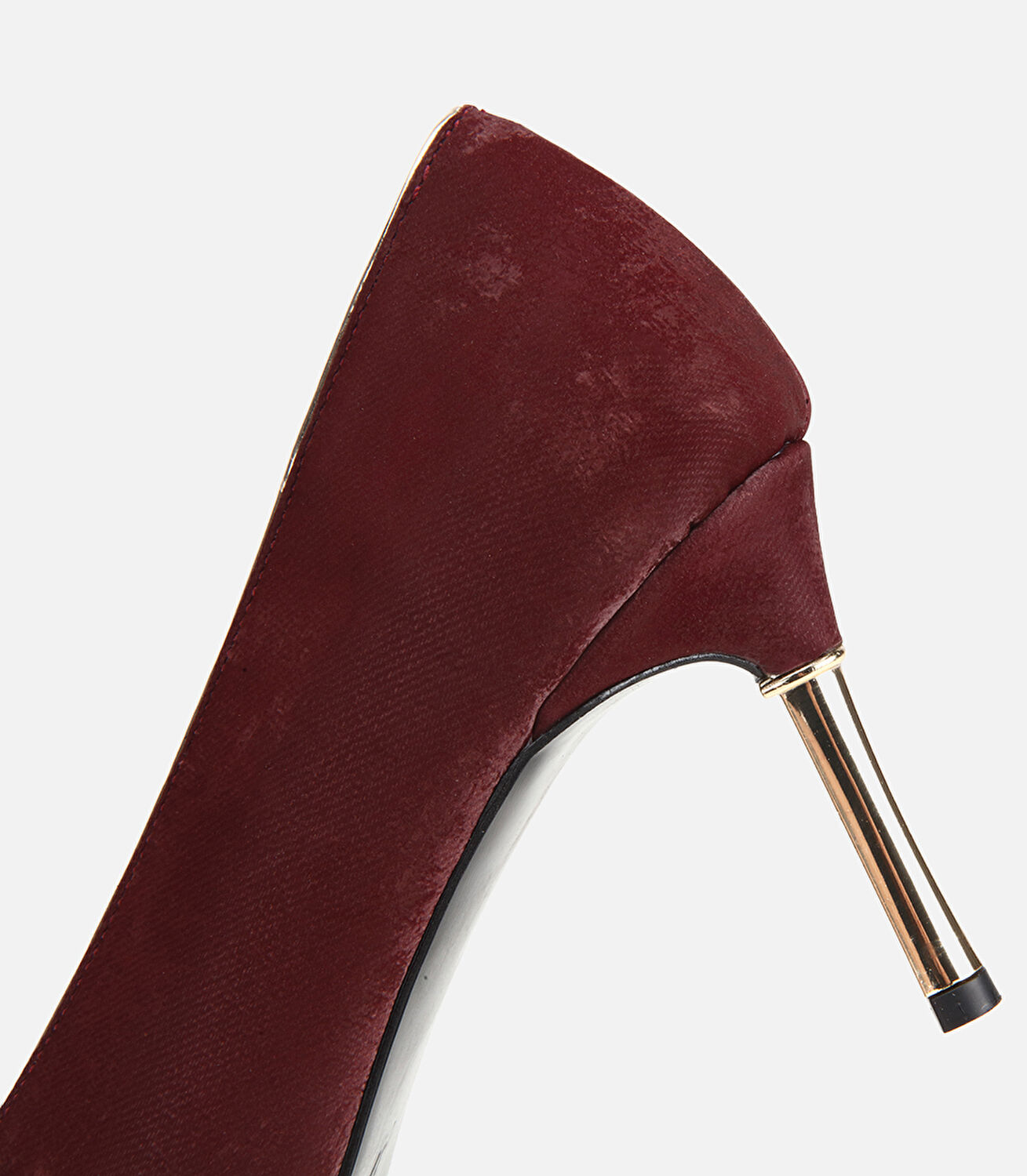 Kadın Süet Bordo Gold Detaylı İnce Topuklu Stiletto
