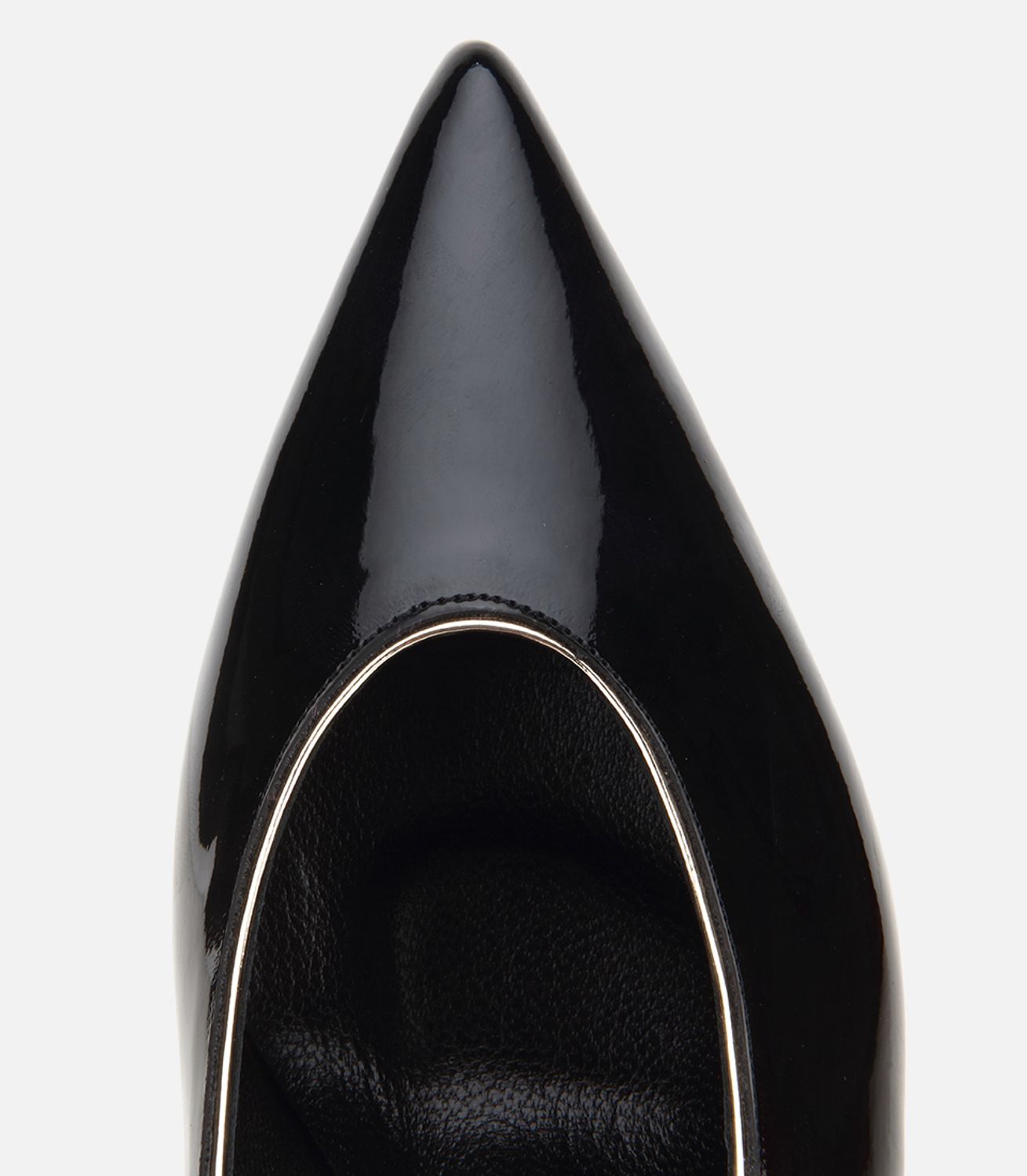 Kadın Rugan Siyah Gold Topuk Detaylı İnce Topuklu Stiletto