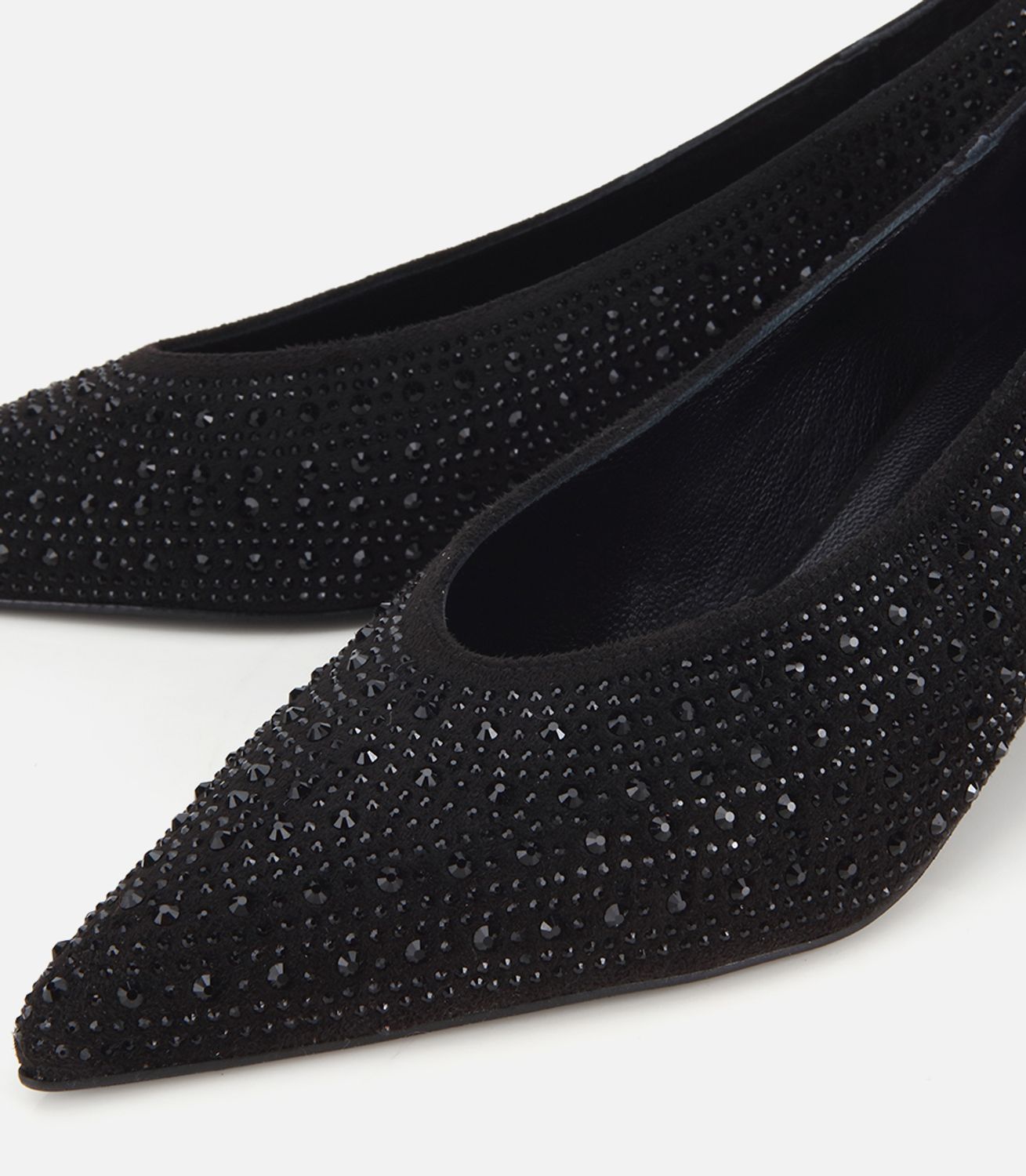 Kadın Süet Siyah Taş Detaylı İnce Topuklu Stiletto