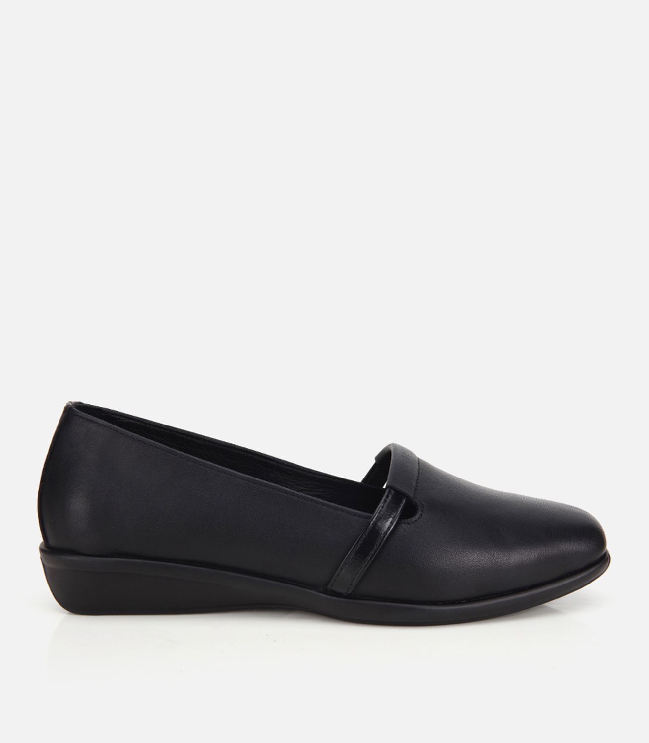 Kadın Deri Siyah Gizli Topuklu Comfort Günlük Loafer