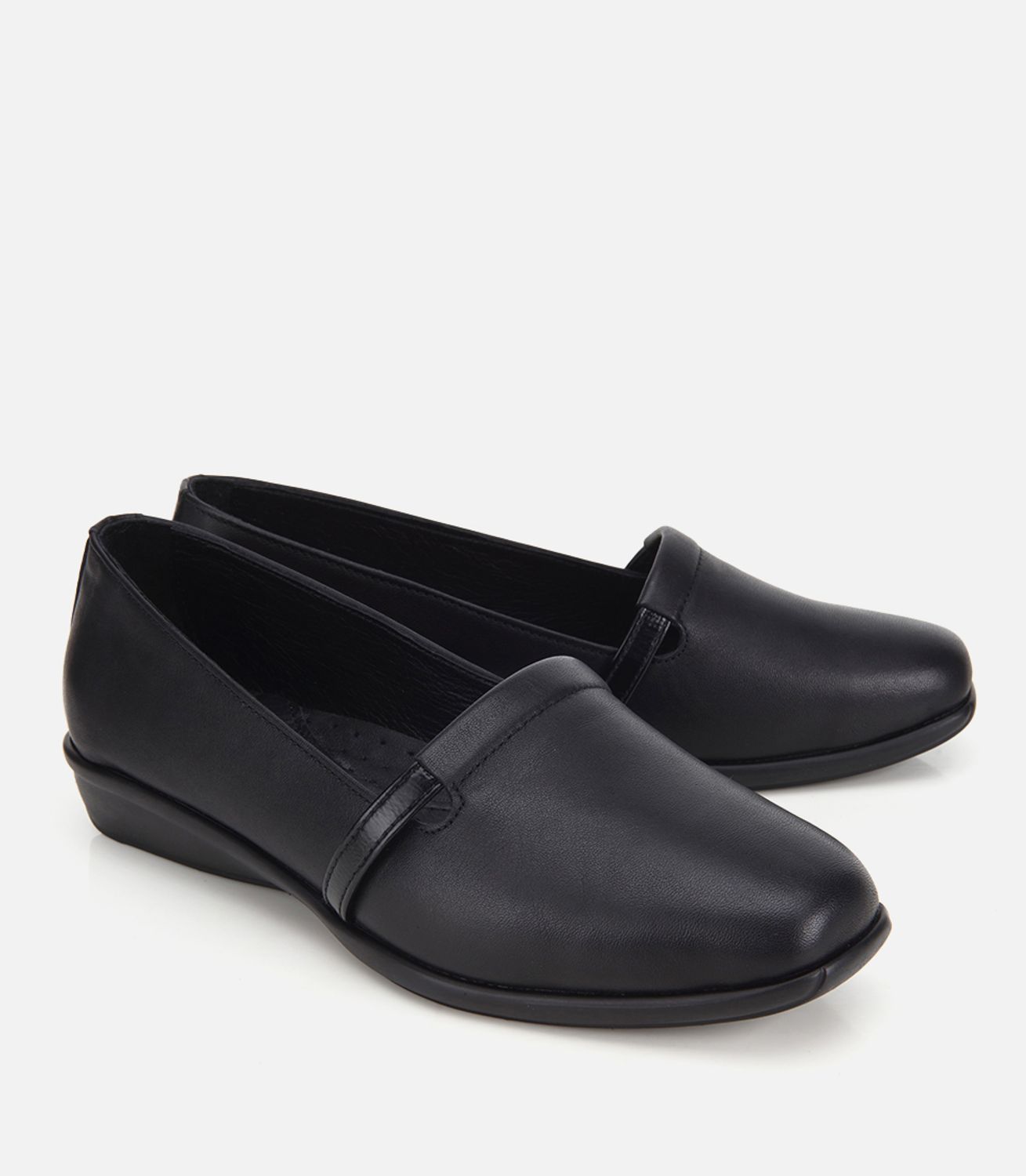 Kadın Deri Siyah Gizli Topuklu Comfort Günlük Loafer