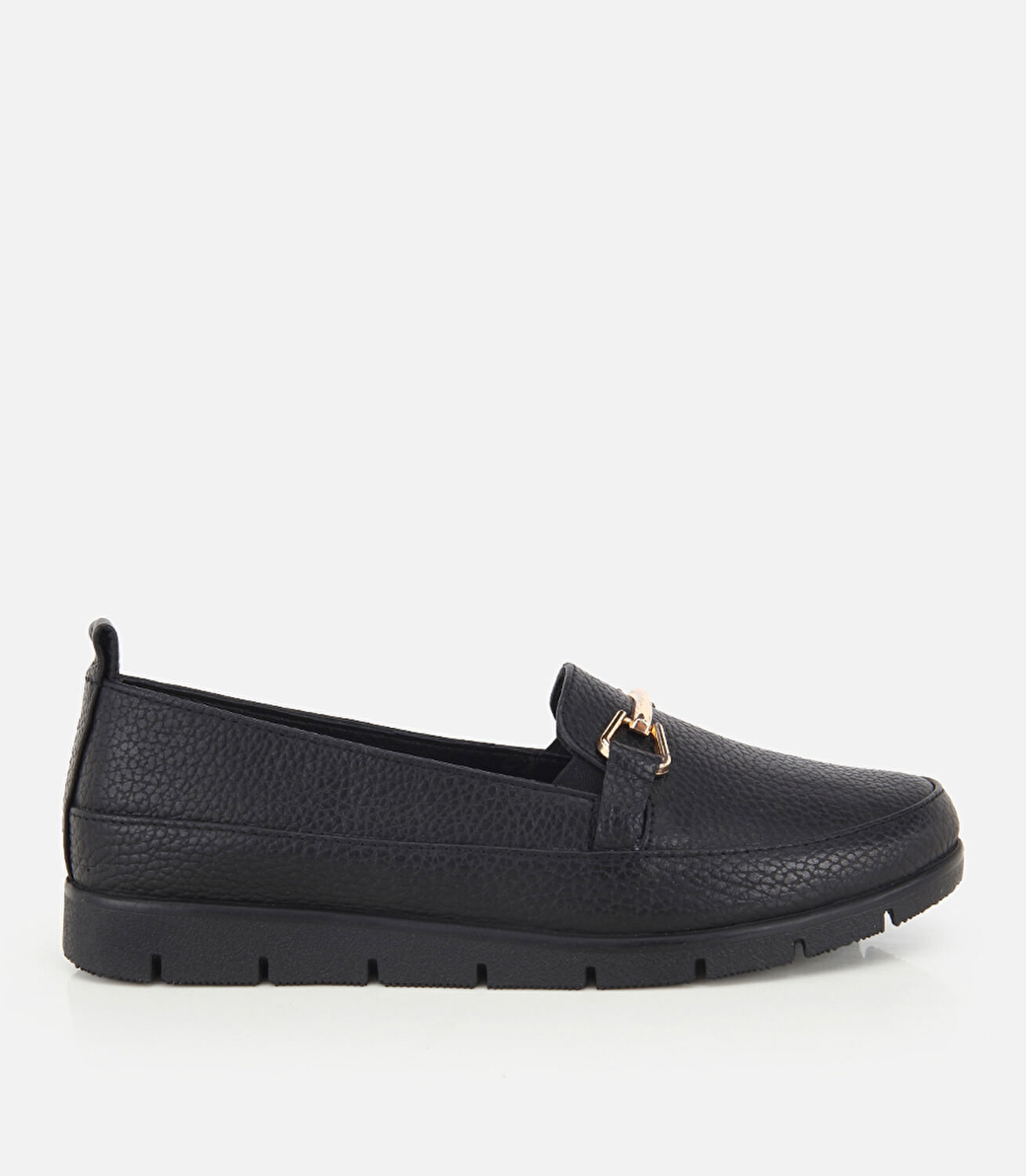 Kadın Deri Siyah Zincir Detaylı Comfort Günlük Loafer