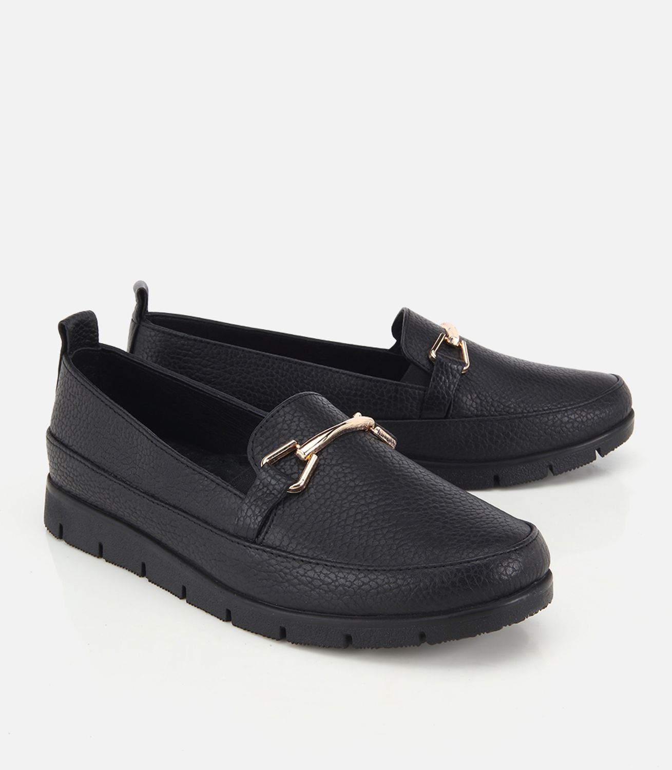 Kadın Deri Siyah Zincir Detaylı Comfort Günlük Loafer