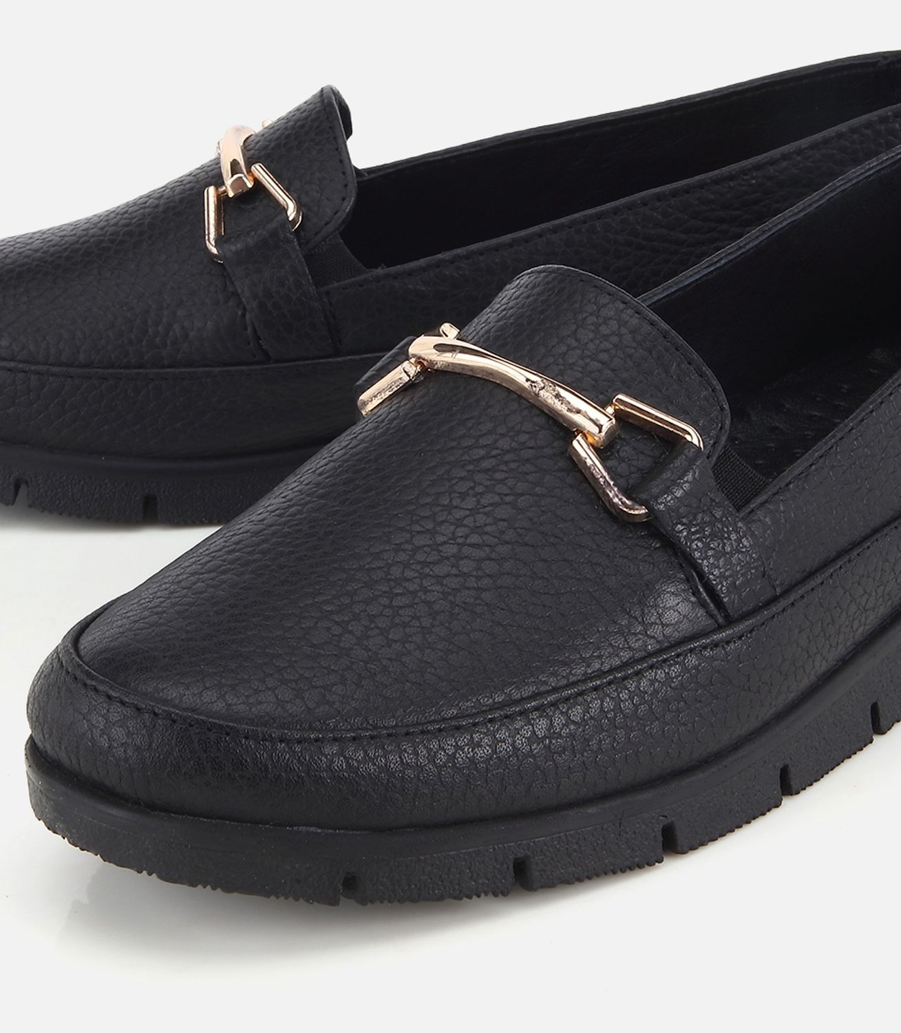 Kadın Deri Siyah Zincir Detaylı Comfort Günlük Loafer