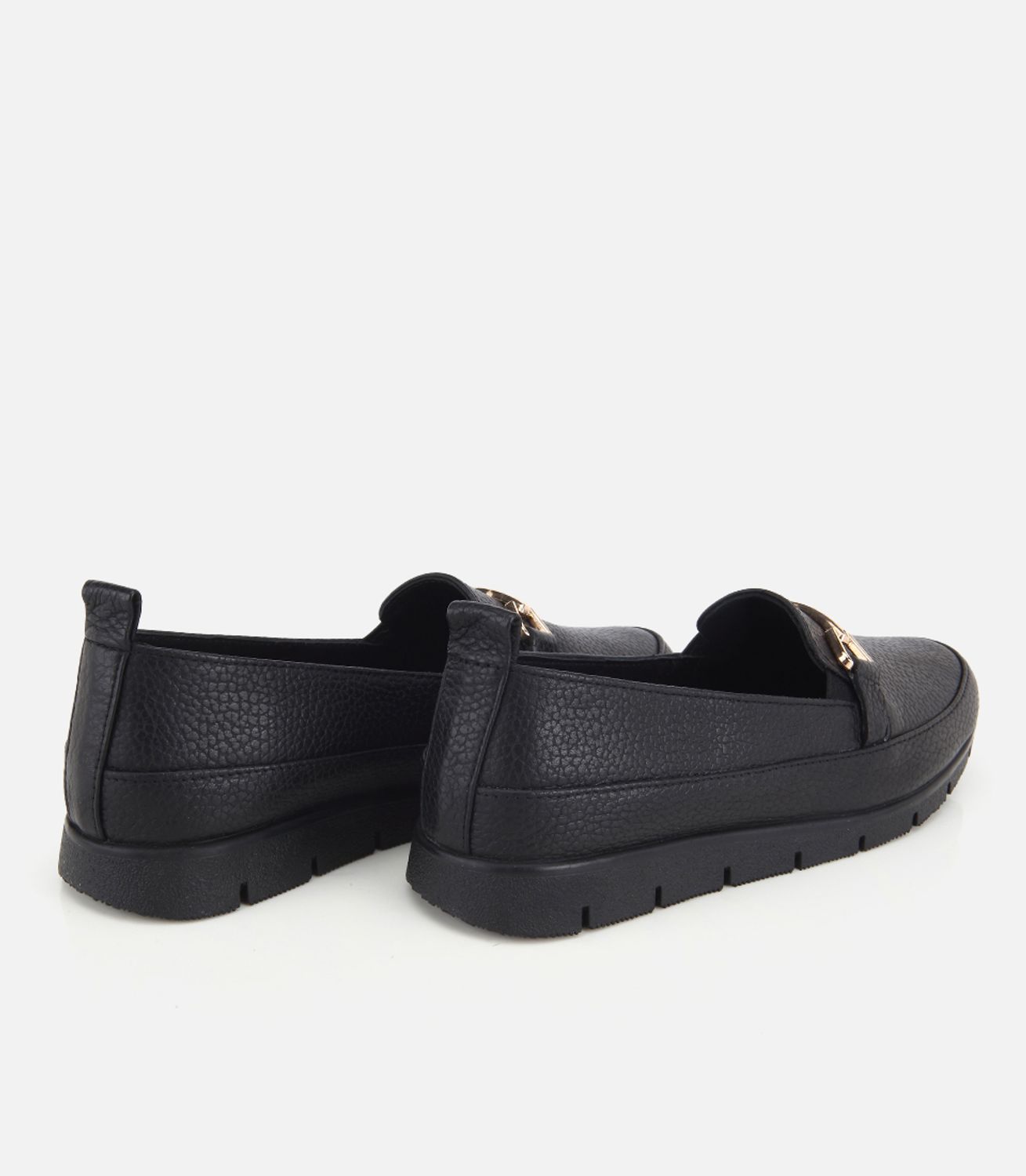 Kadın Deri Siyah Zincir Detaylı Comfort Günlük Loafer