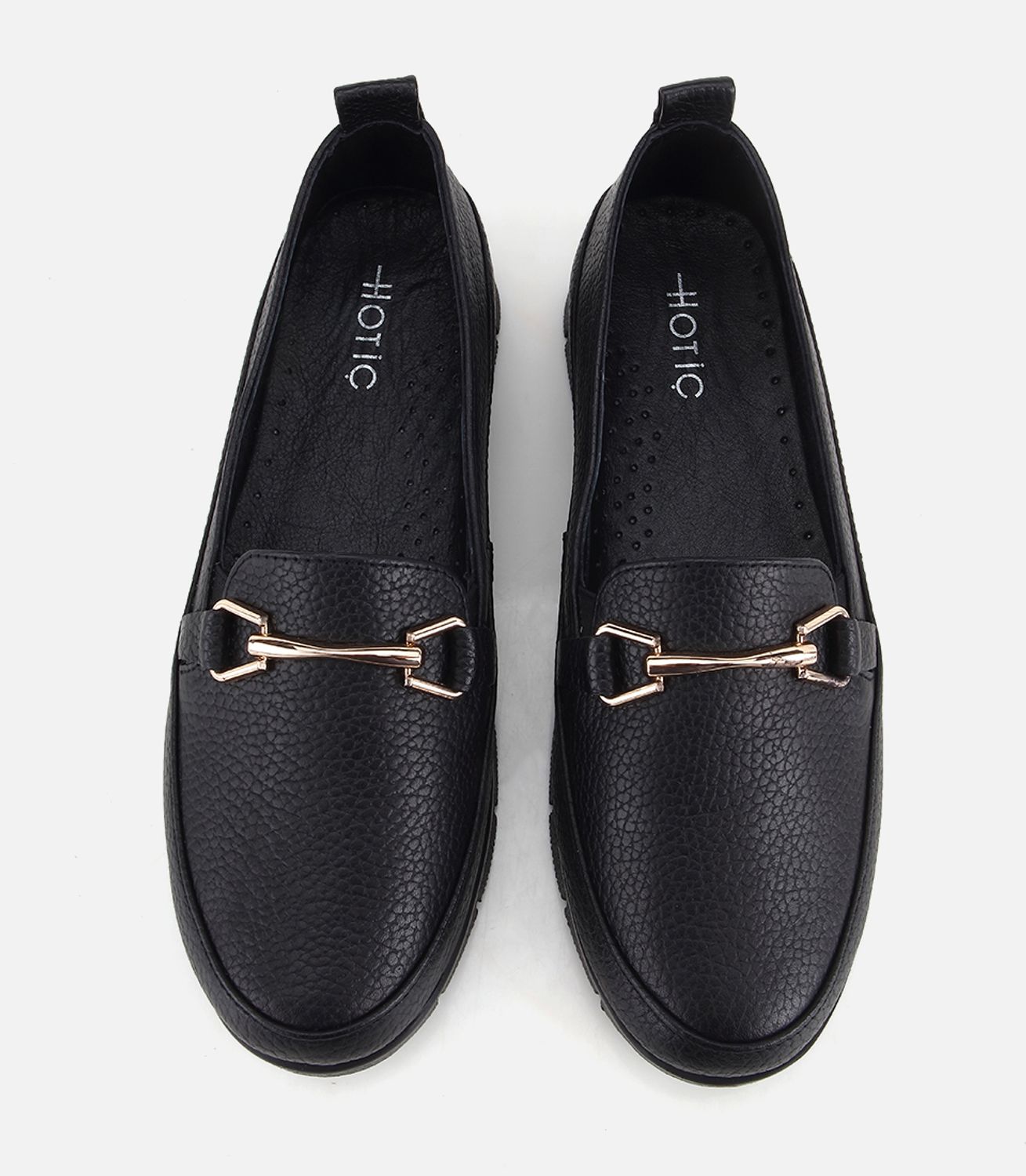Kadın Deri Siyah Zincir Detaylı Comfort Günlük Loafer