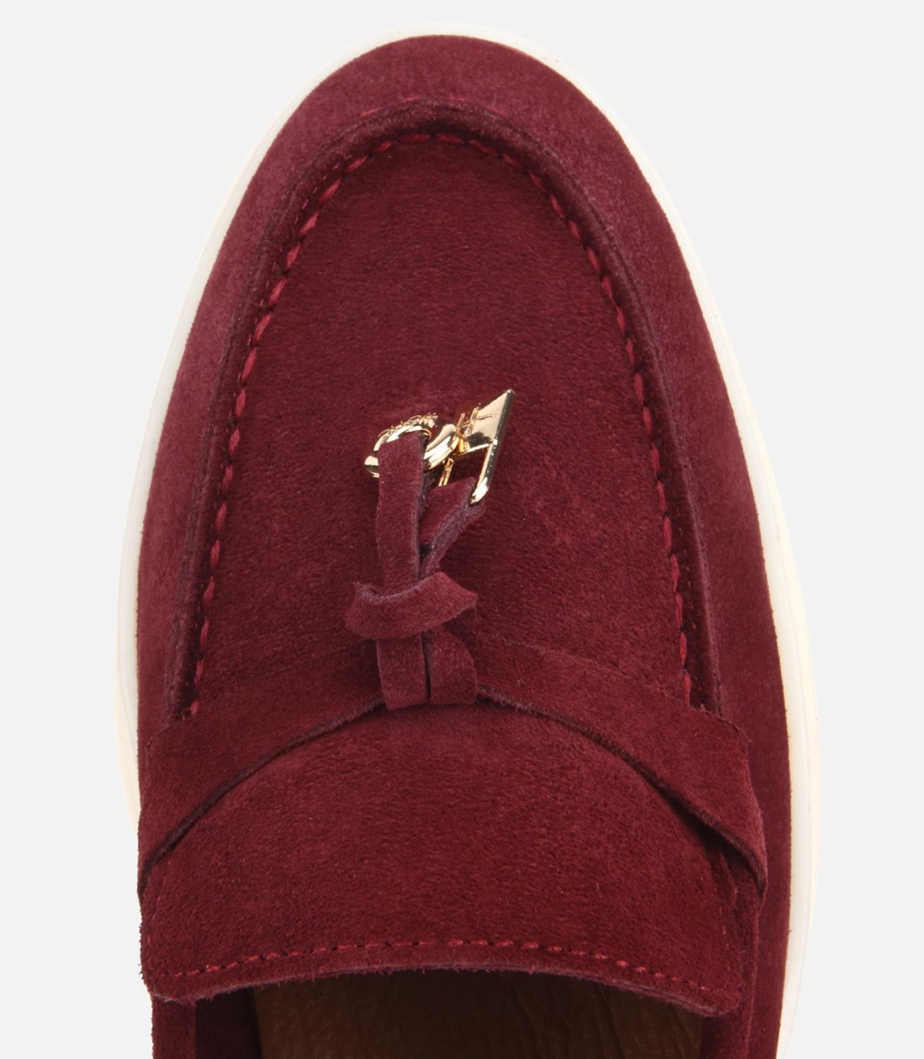 Kadın Süet Deri Bordo Aksesuar Detaylı Günlük Loafer