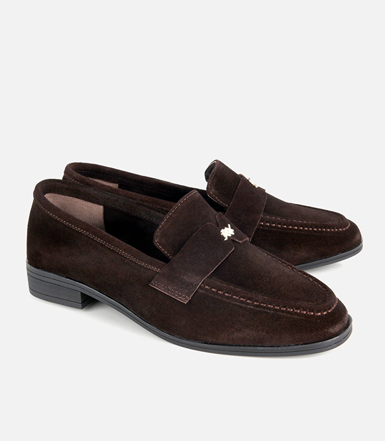 Kadın Süet Deri Kahverengi Toka Detaylı Klasik Loafer