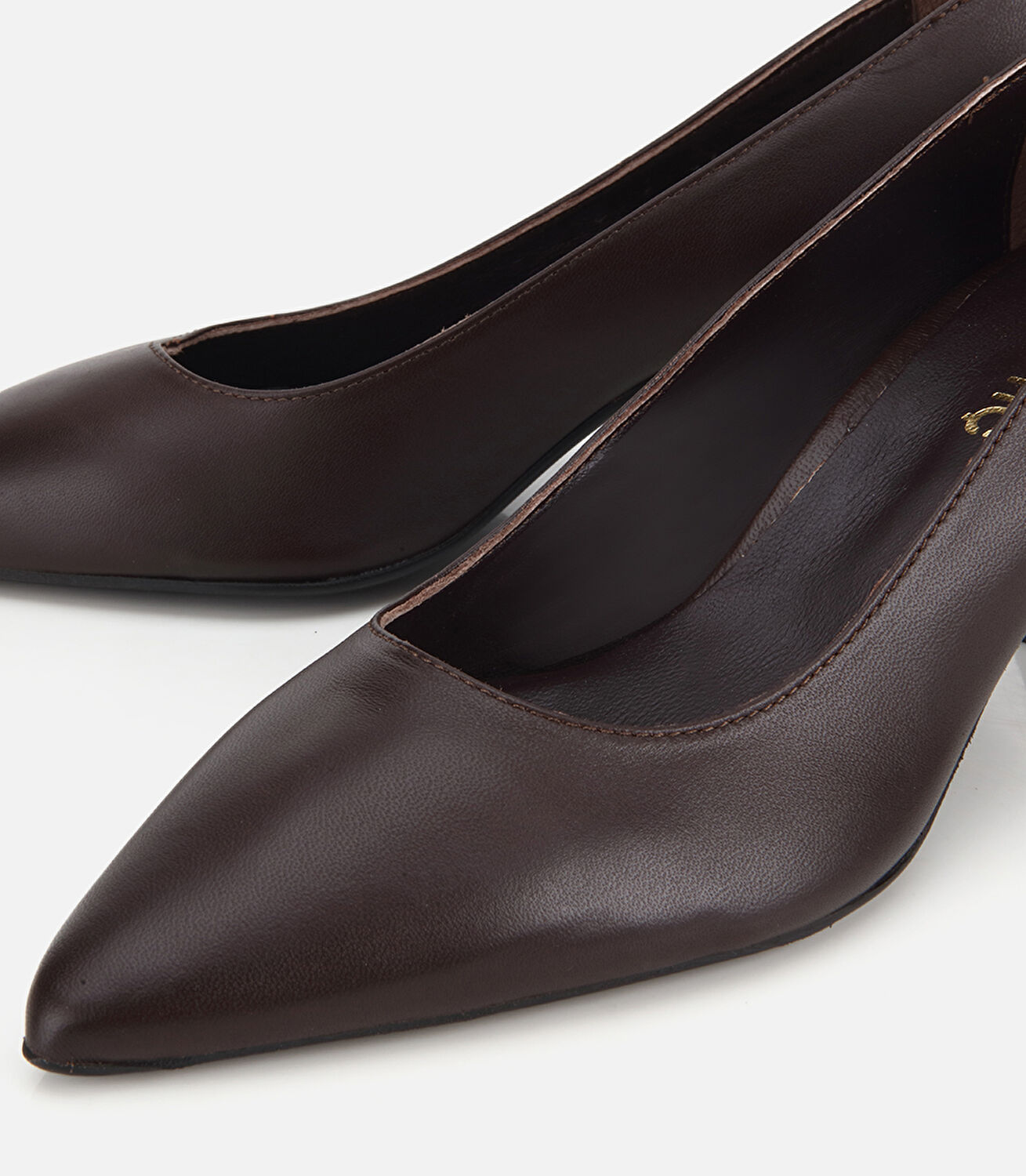 Kadın Deri Kahverengi Klasik İnce Topuklu Stiletto