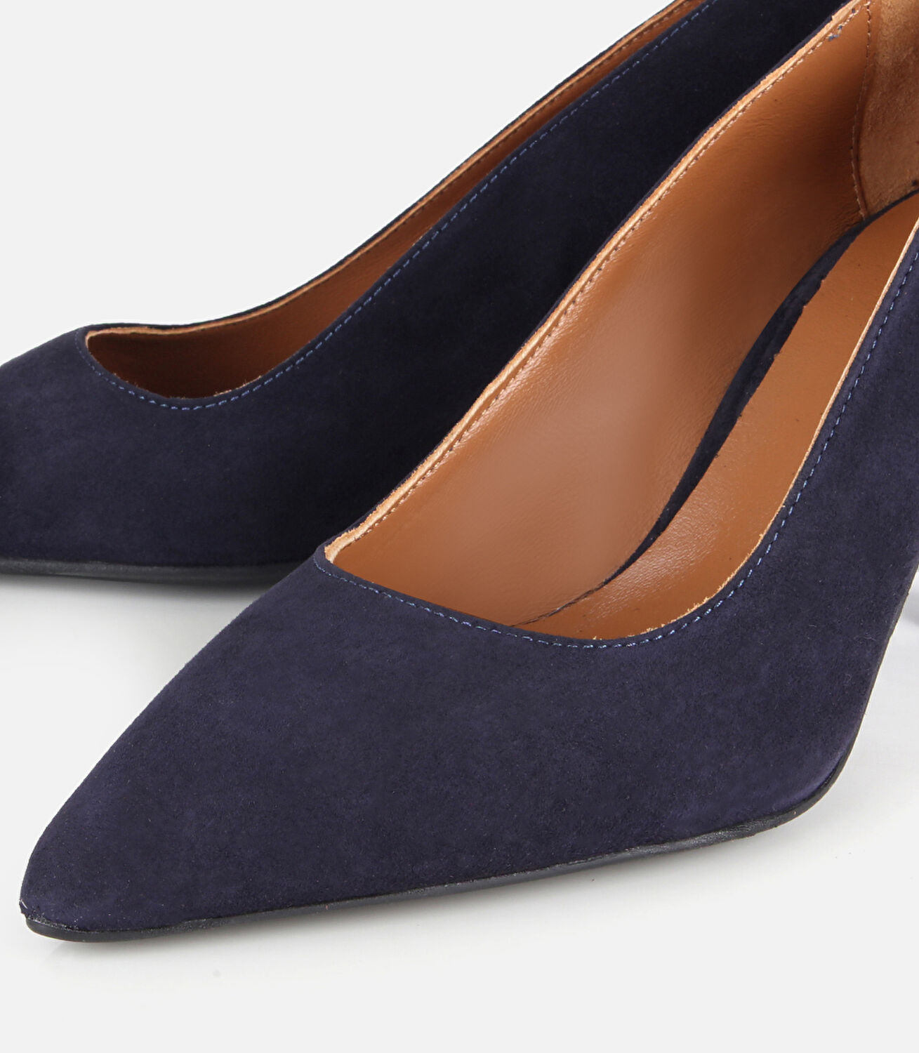 Kadın Süet Deri Lacivert Klasik İnce Topuklu Stiletto