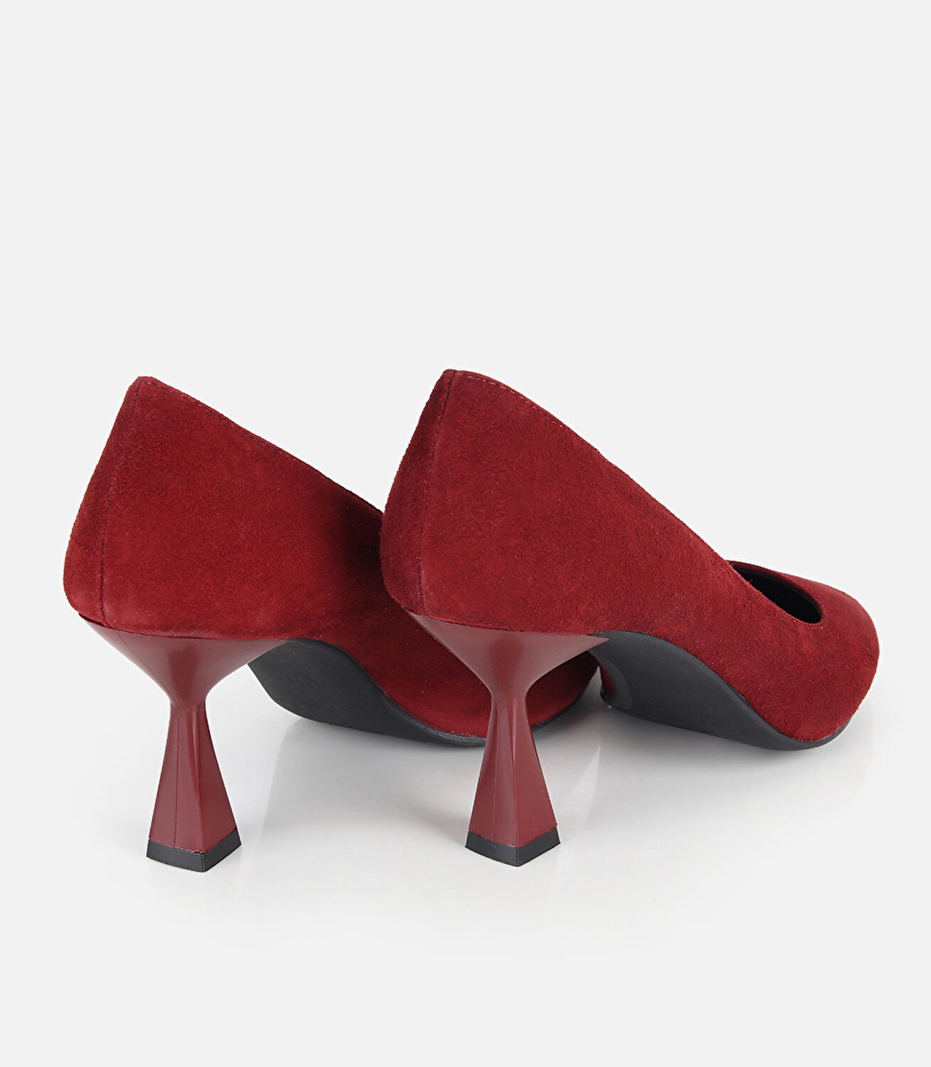 Kadın Süet Deri Bordo Klasik İnce Topuklu Stiletto