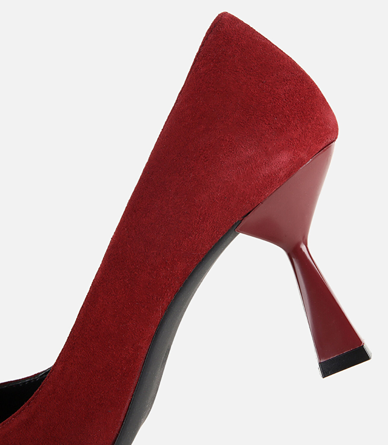 Kadın Süet Deri Bordo Klasik İnce Topuklu Stiletto