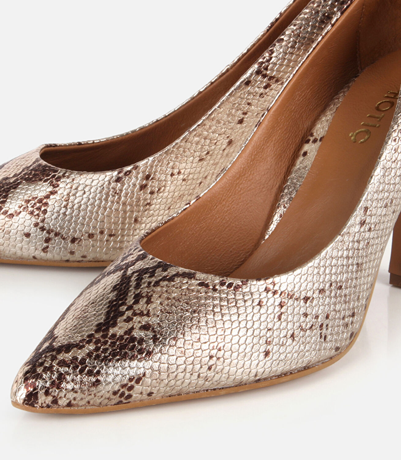Kadın Deri Gold İnce Topuklu Stiletto