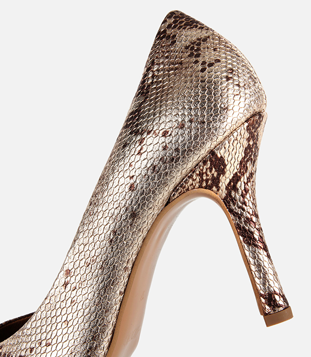 Kadın Deri Gold İnce Topuklu Stiletto