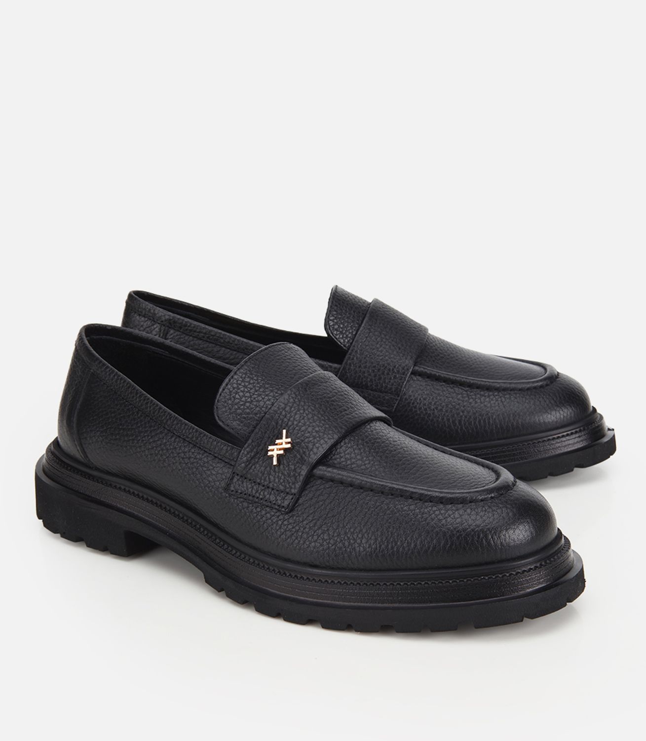 Kadın Deri Siyah Kalın Tabanlı Klasik Loafer