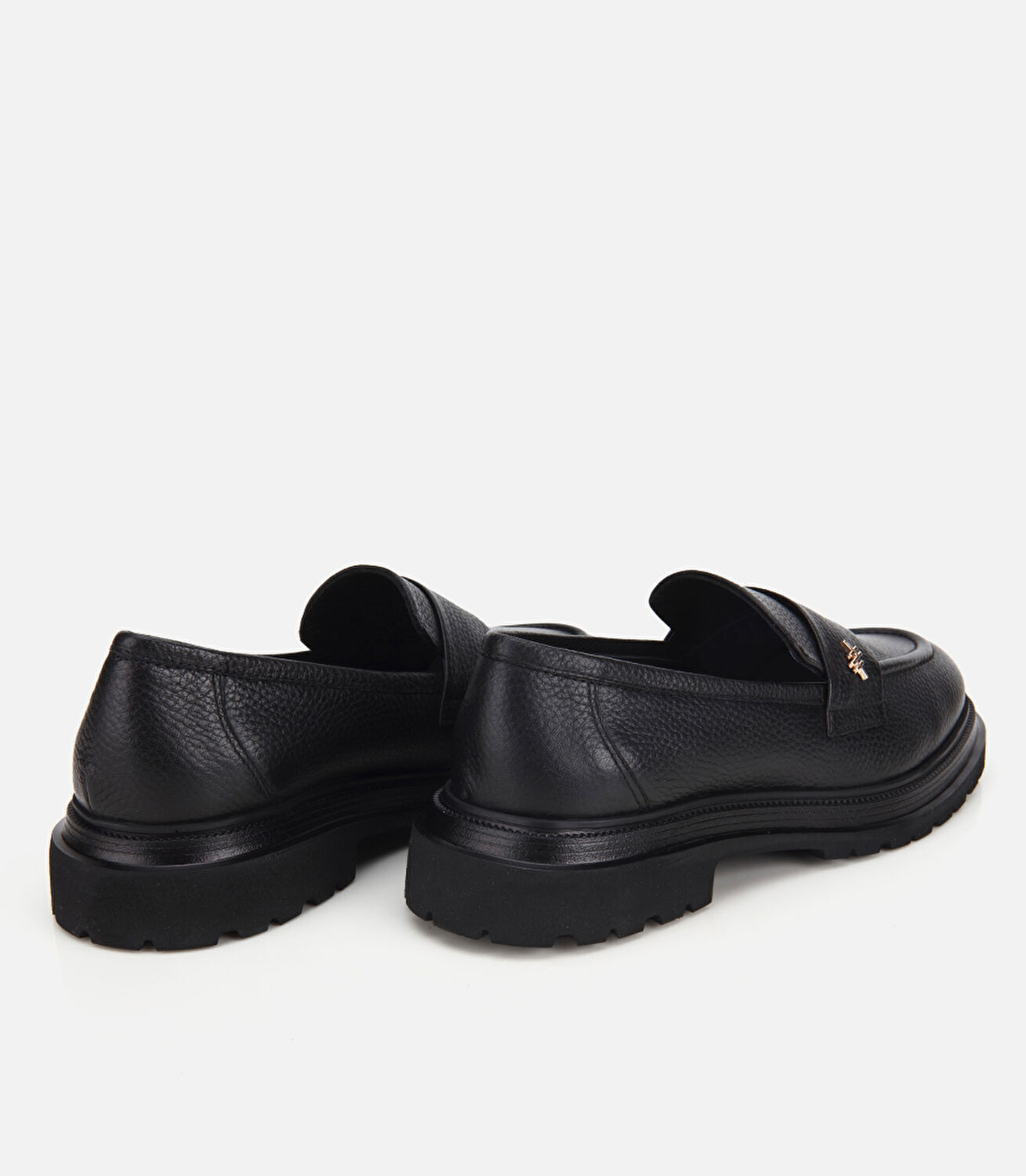 Kadın Deri Siyah Kalın Tabanlı Klasik Loafer