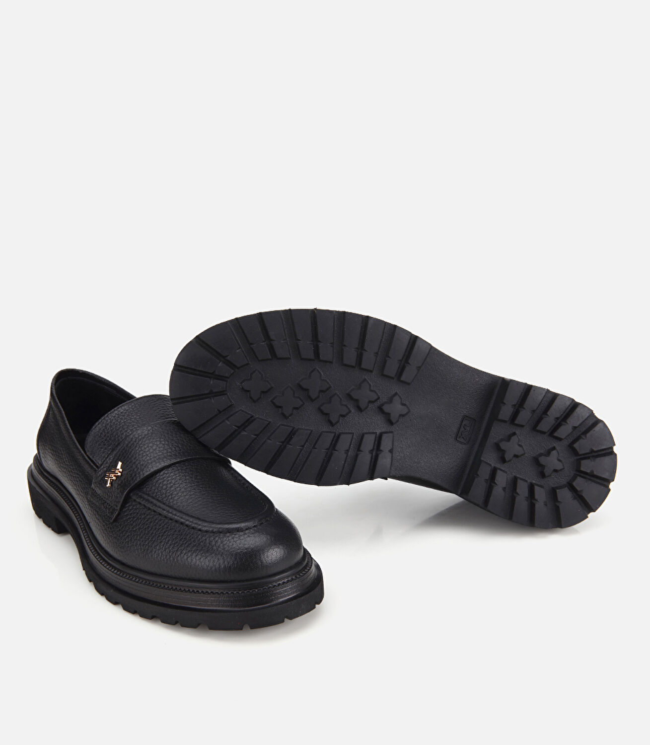 Kadın Deri Siyah Kalın Tabanlı Klasik Loafer