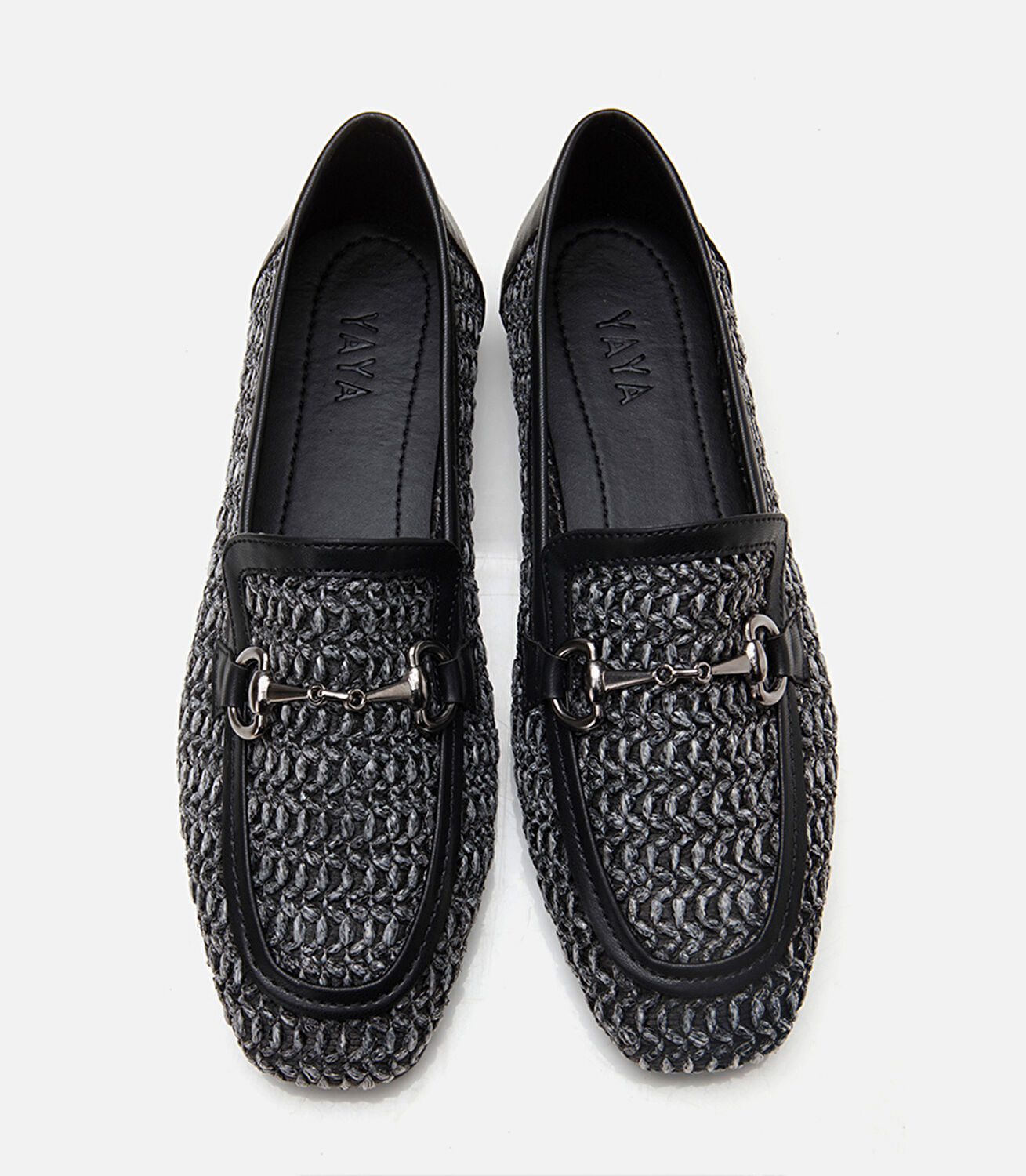 Kadın Siyah Hasır Detaylı Tokalı Loafer