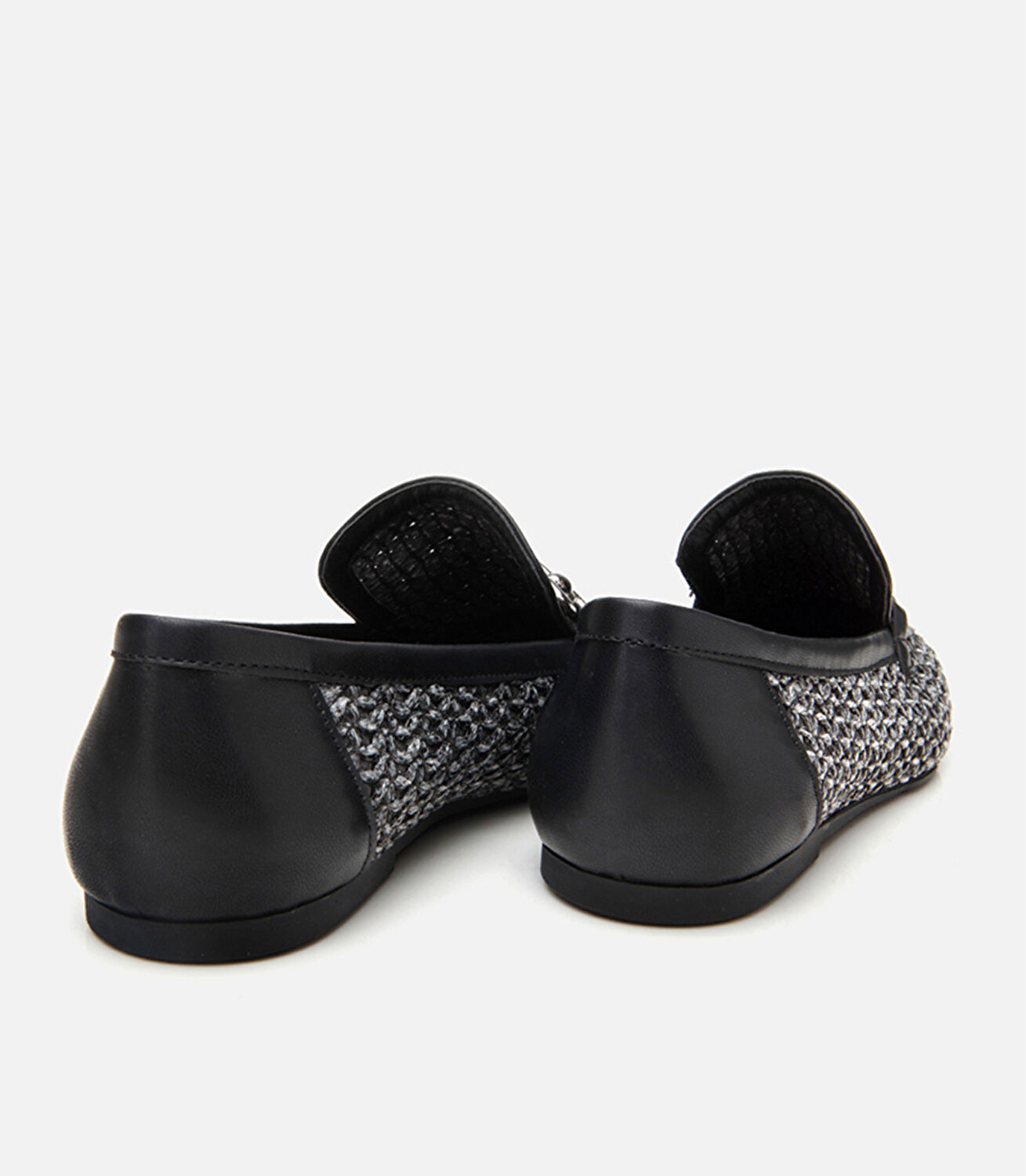 Kadın Siyah Hasır Detaylı Tokalı Loafer