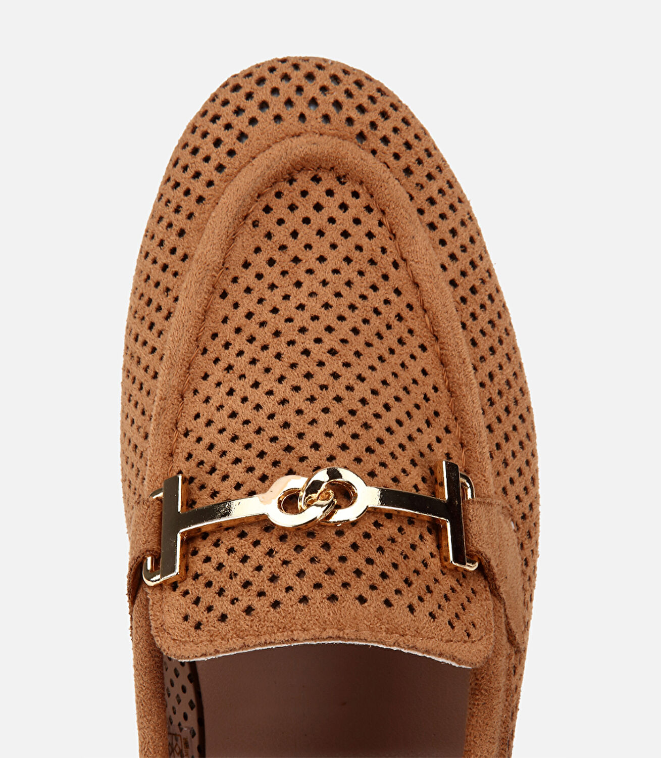 Kadın Taba Süet Tokalı Zımba Detaylı Loafer
