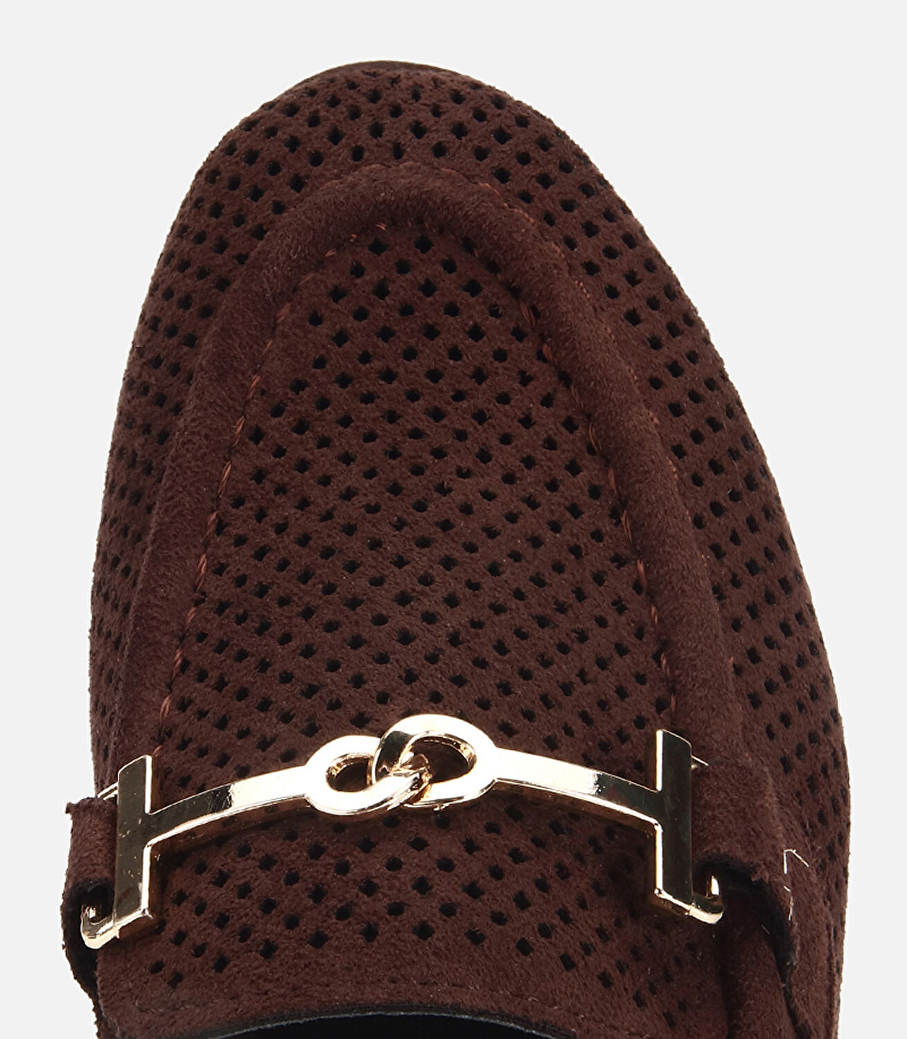 Kadın Kahverengi Süet Tokalı Zımba Detaylı Loafer