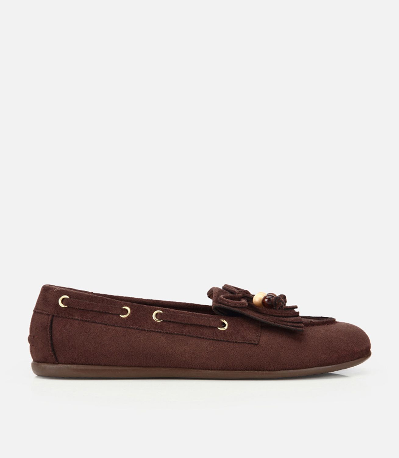 Kadın Kahverengi Süet Fiyonk Detaylı Bağcıklı Loafer