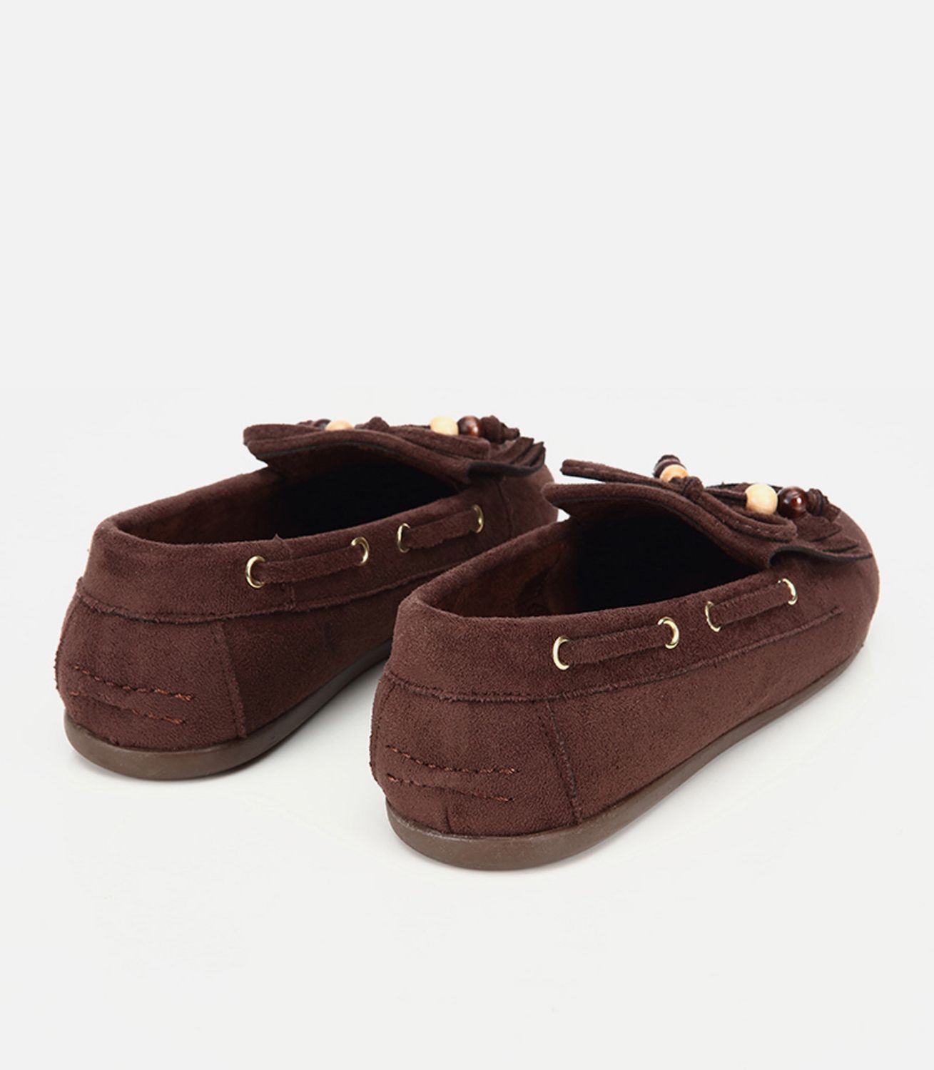 Kadın Kahverengi Süet Fiyonk Detaylı Bağcıklı Loafer