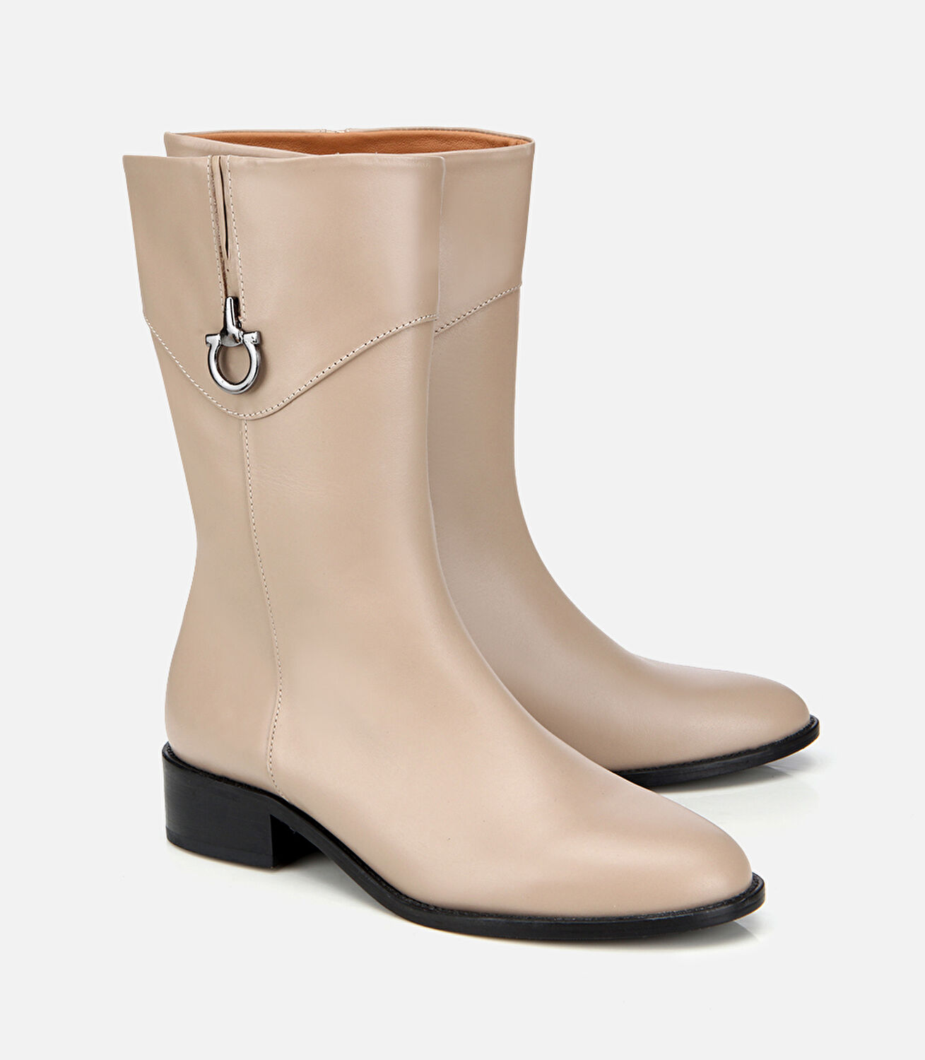 Kadın Deri Vizon Tokalı Bilekte Düz Bot