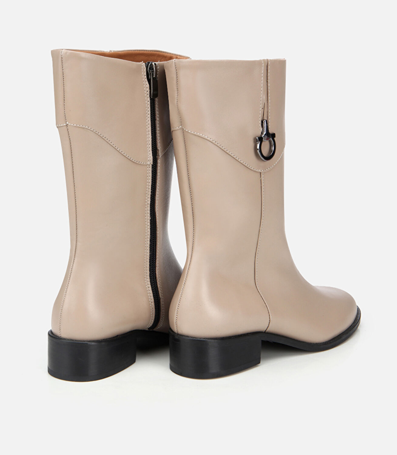 Kadın Deri Vizon Tokalı Bilekte Düz Bot