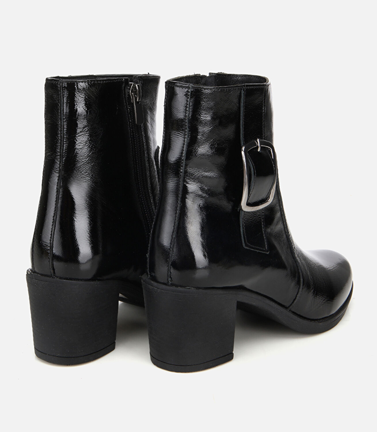 Kadın Rugan Deri Siyah Topuklu Bot