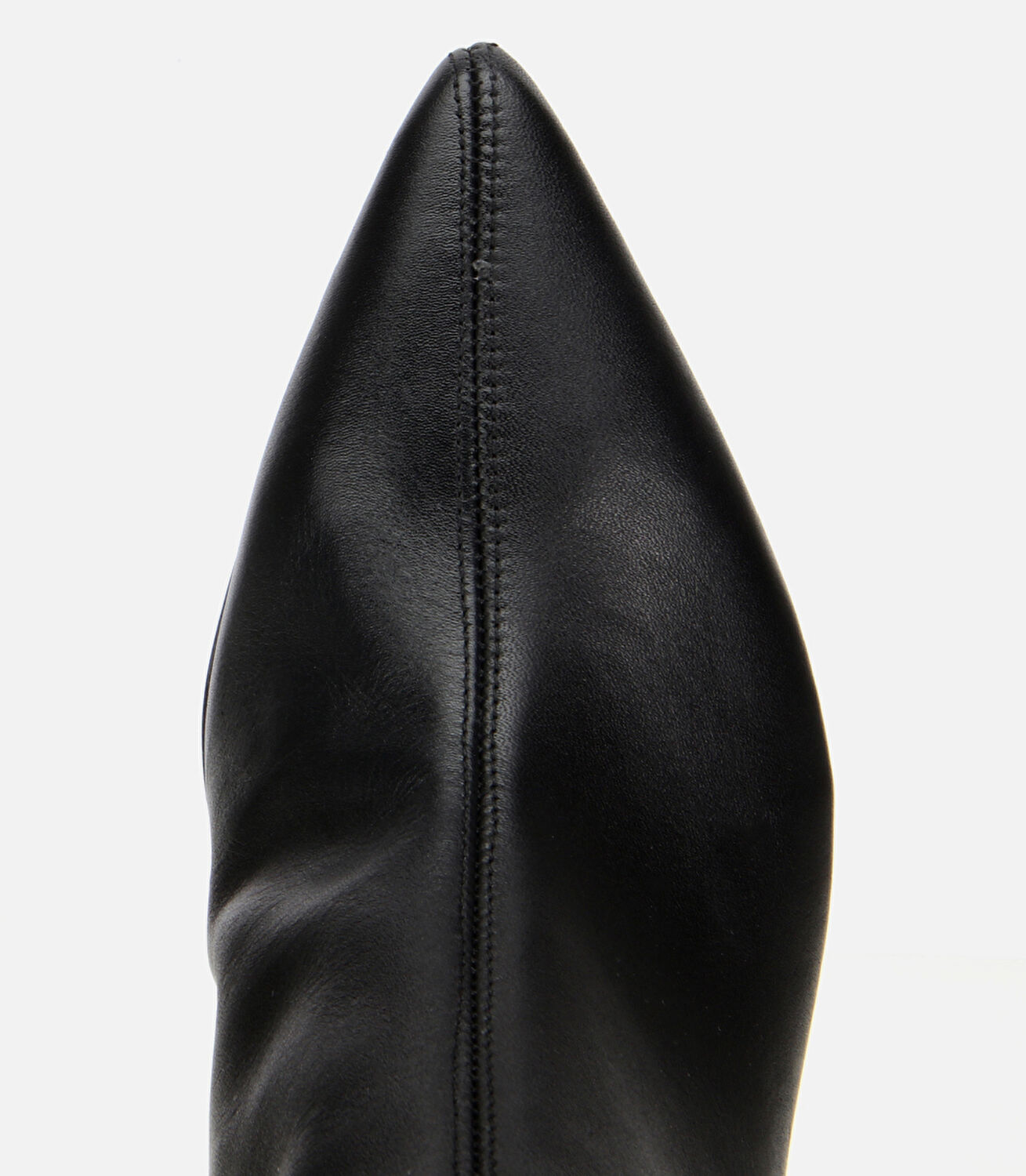 Kadın Deri Siyah Sivri Burunlu Bilekte Topuklu Bot