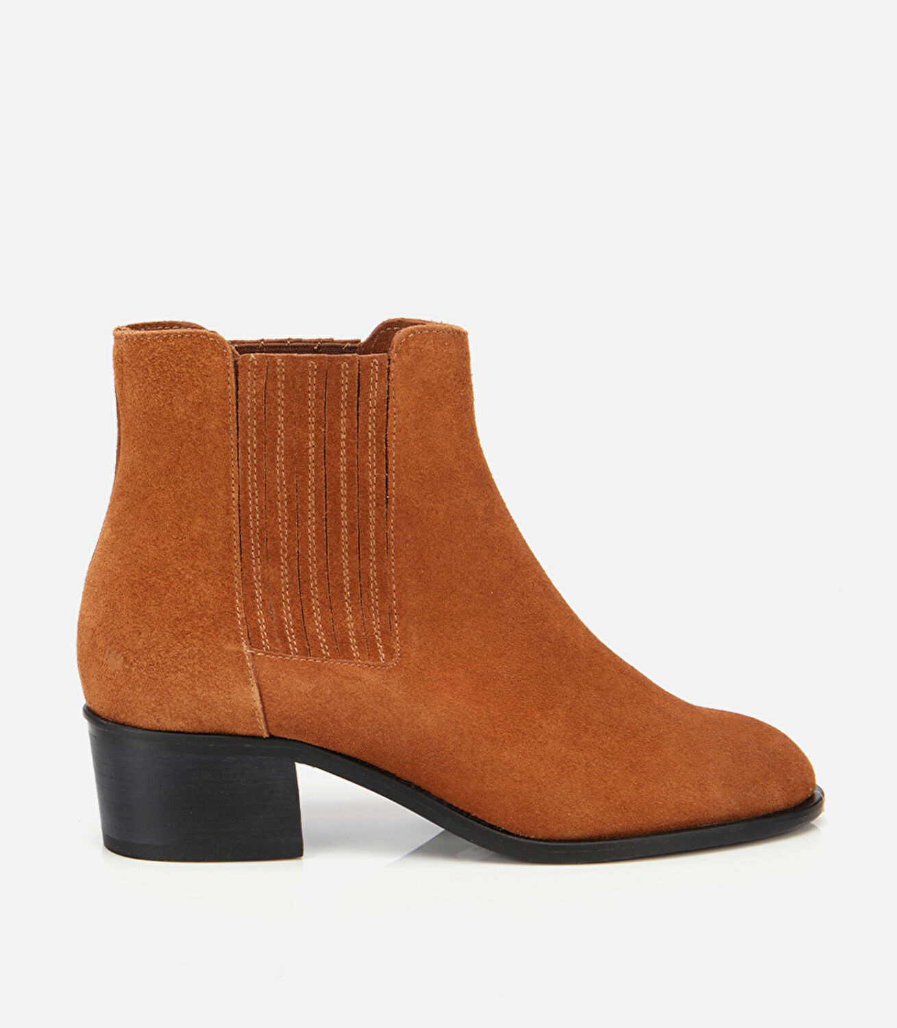 Kadın Süet Deri Taba Lastik Detaylı Bilekte Düz Bot